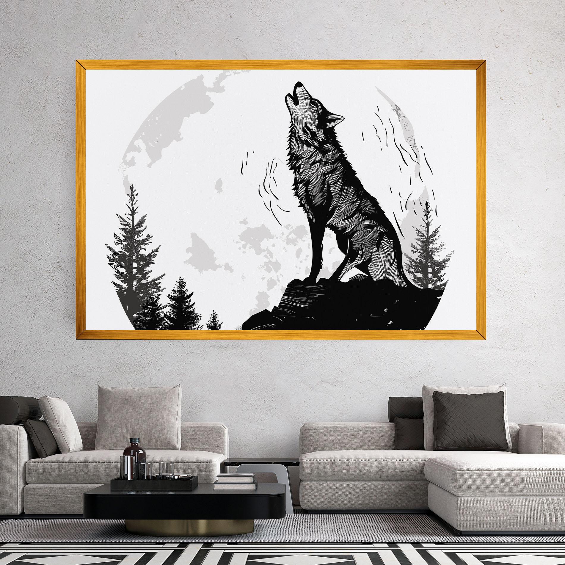 Tablou Canvas Grey Moon Wolf mockup 2
