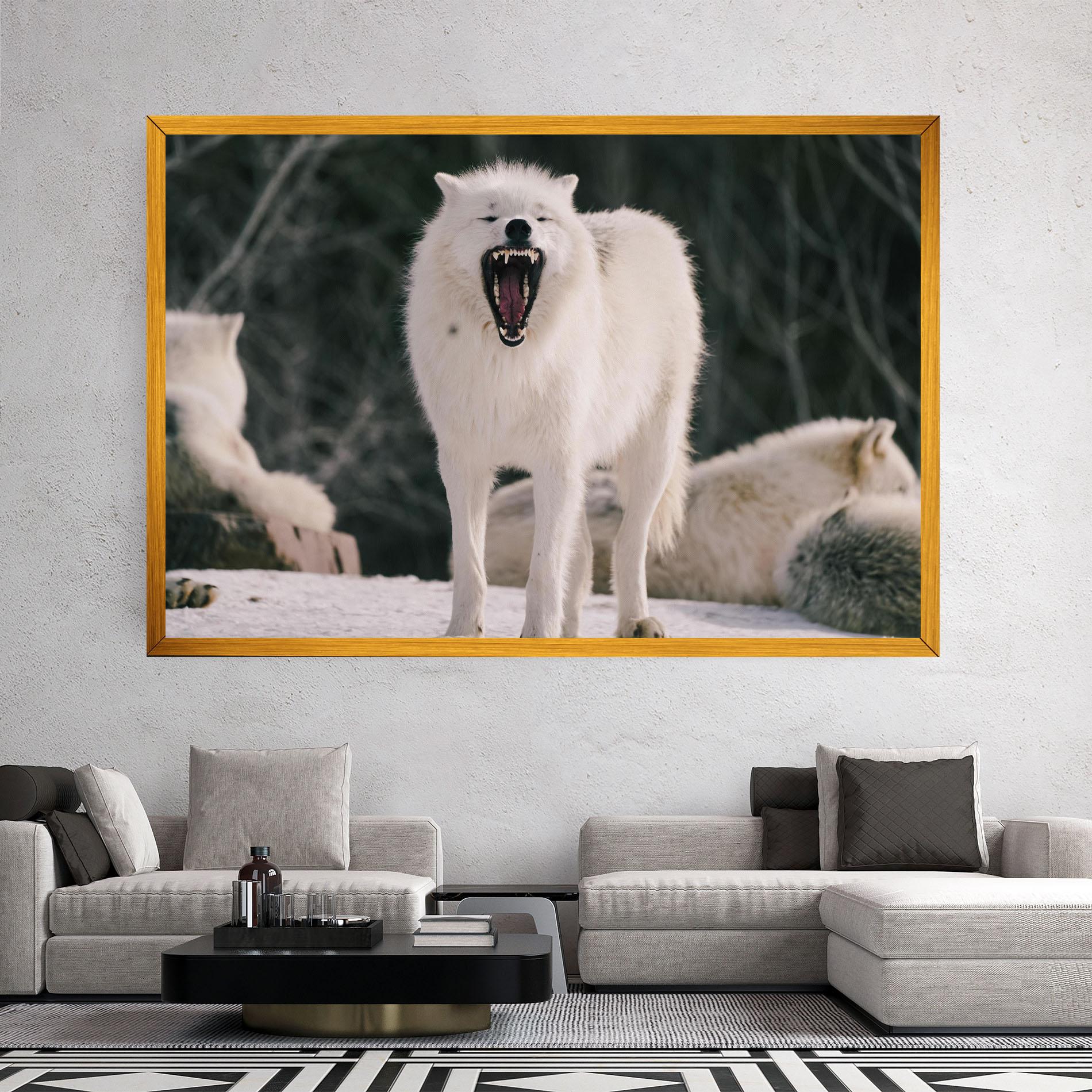 Tablou Canvas Laughing White Wolf mockup 2