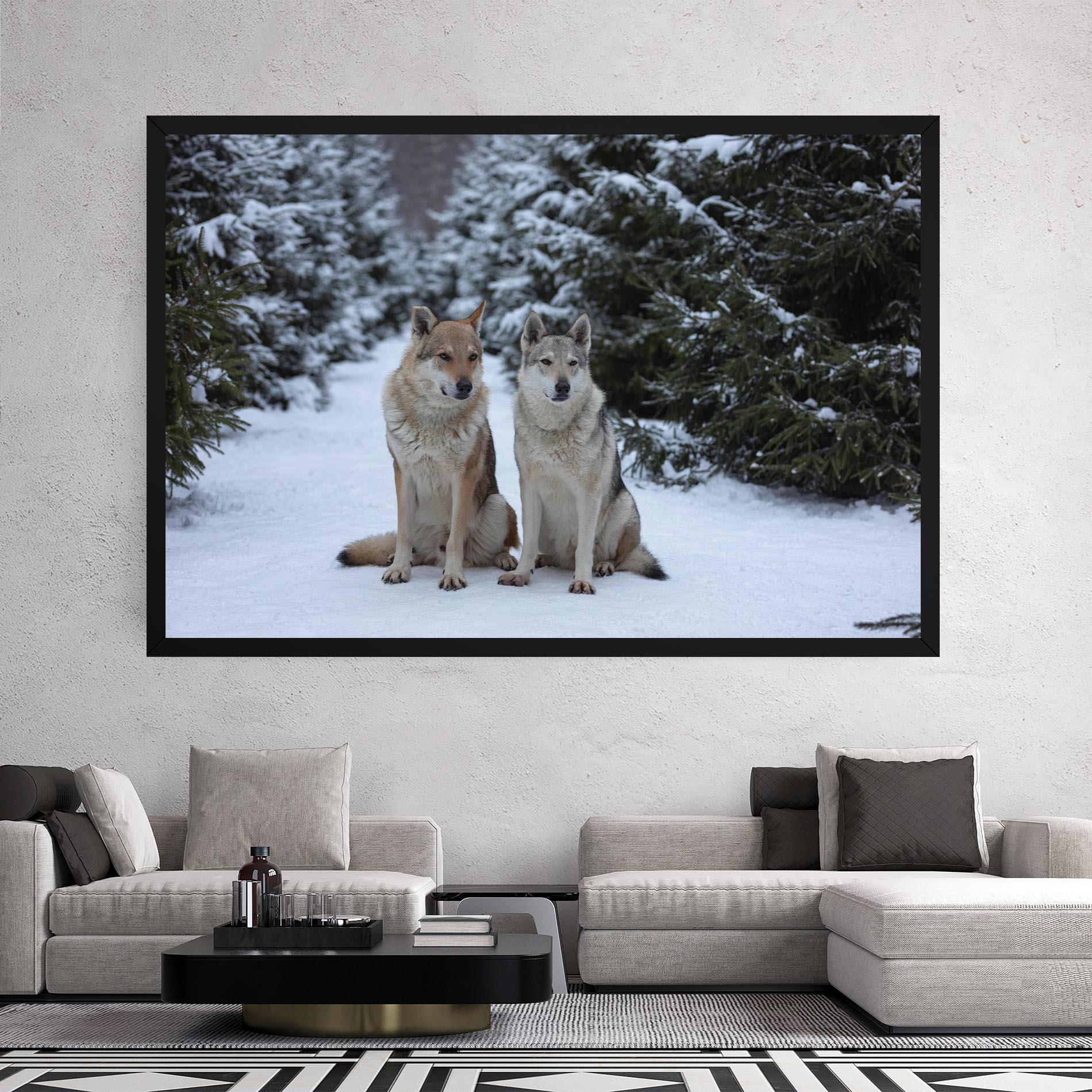 Tablou Canvas 2 Wolfs Sitting mockup 2