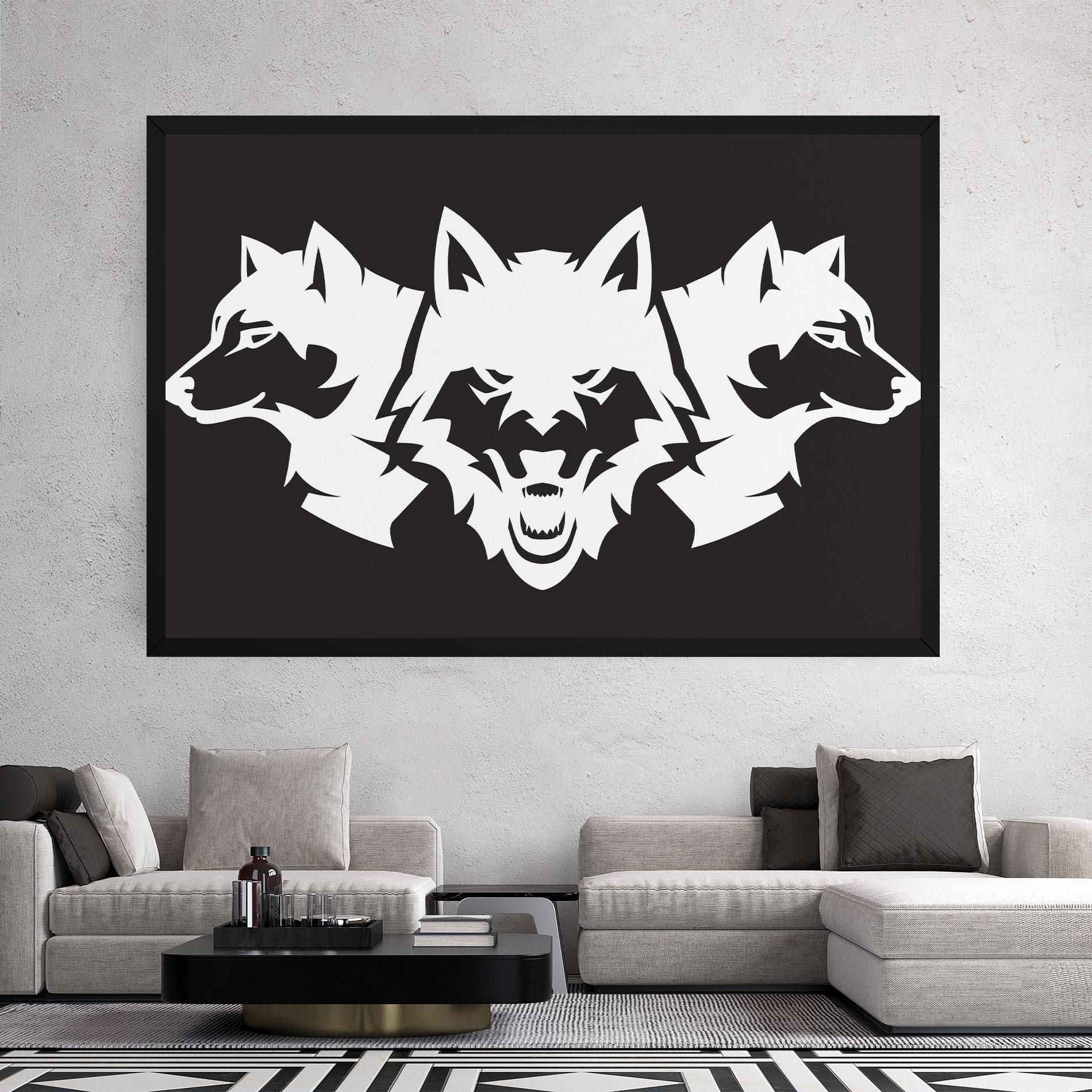 Tablou Canvas 3 Wolf Heads mockup 2