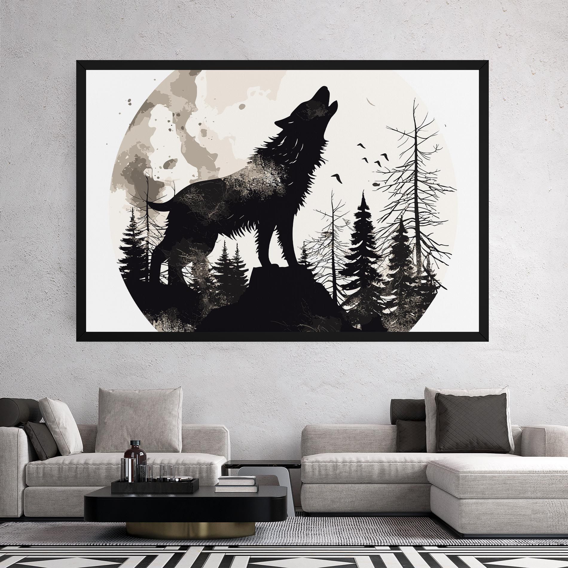 Black On Cream Wolf mockup 2