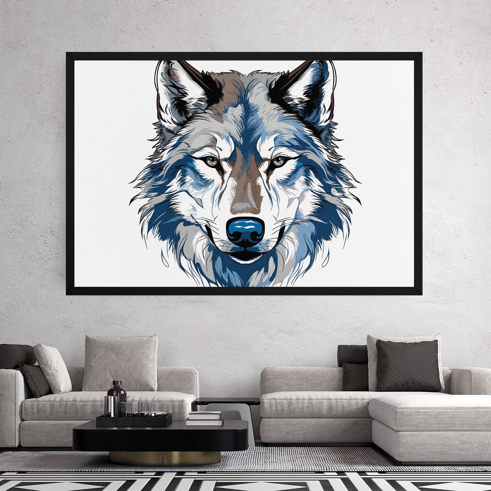 Tablou Canvas Blue Wolf Head mockup 2