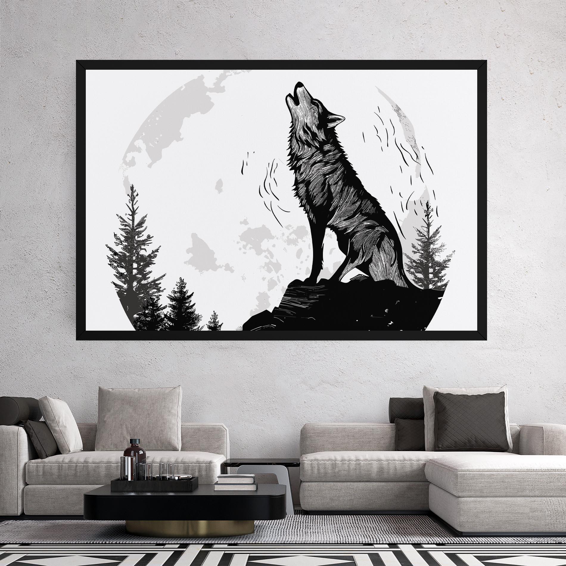Tablou Canvas Grey Moon Wolf mockup 2