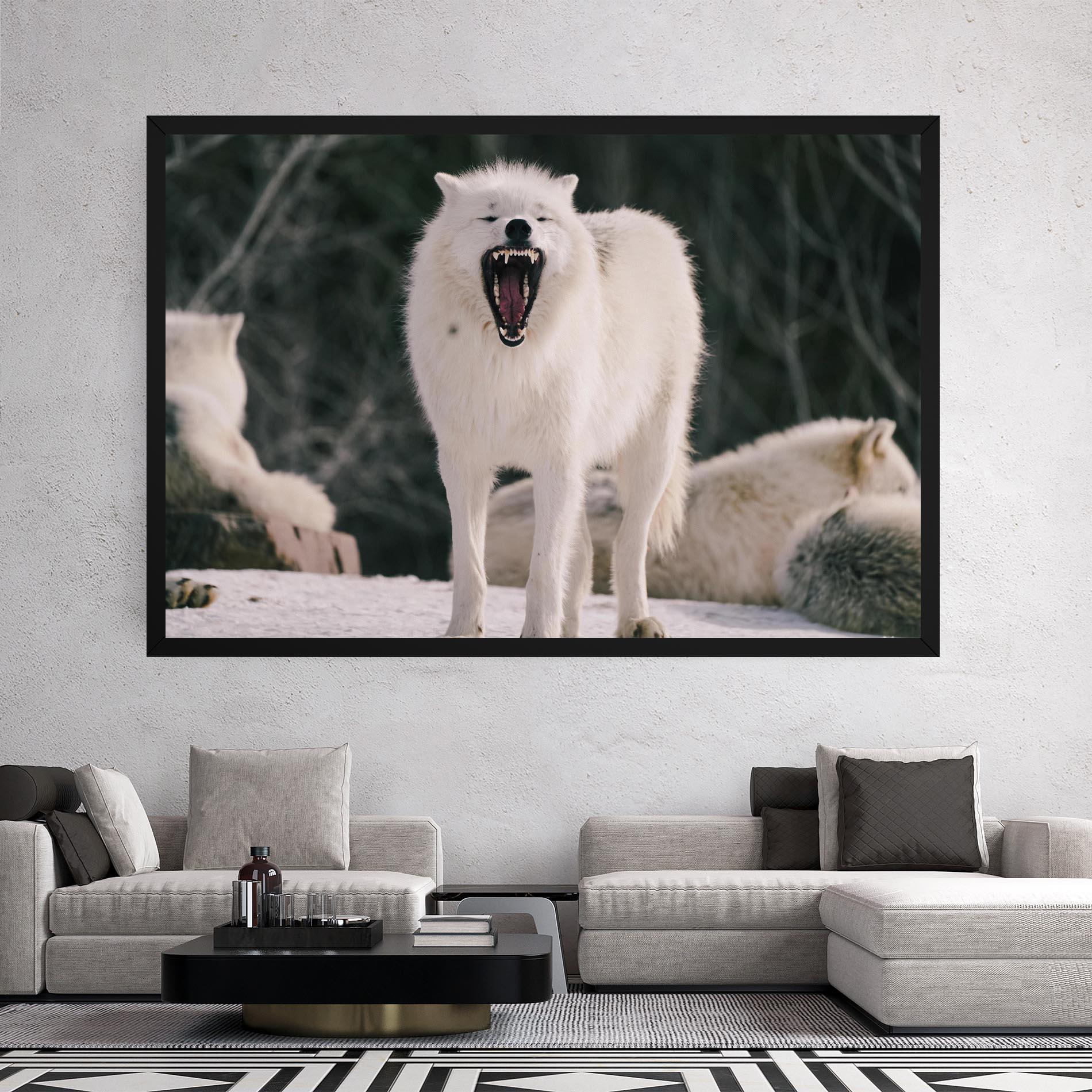 Tablou Canvas Laughing White Wolf mockup 2