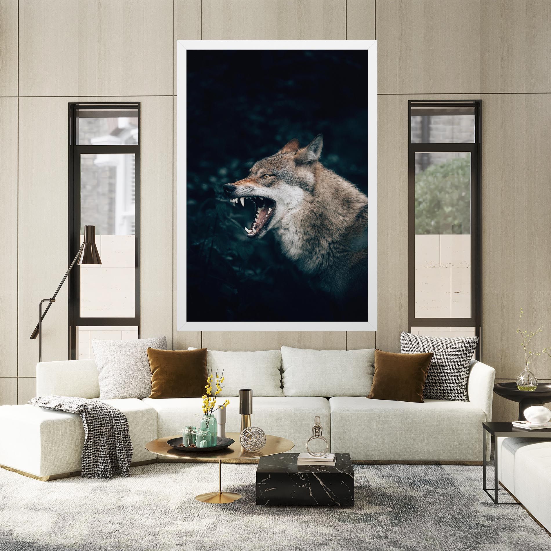 Angry Wolf In The Forest mockup 2