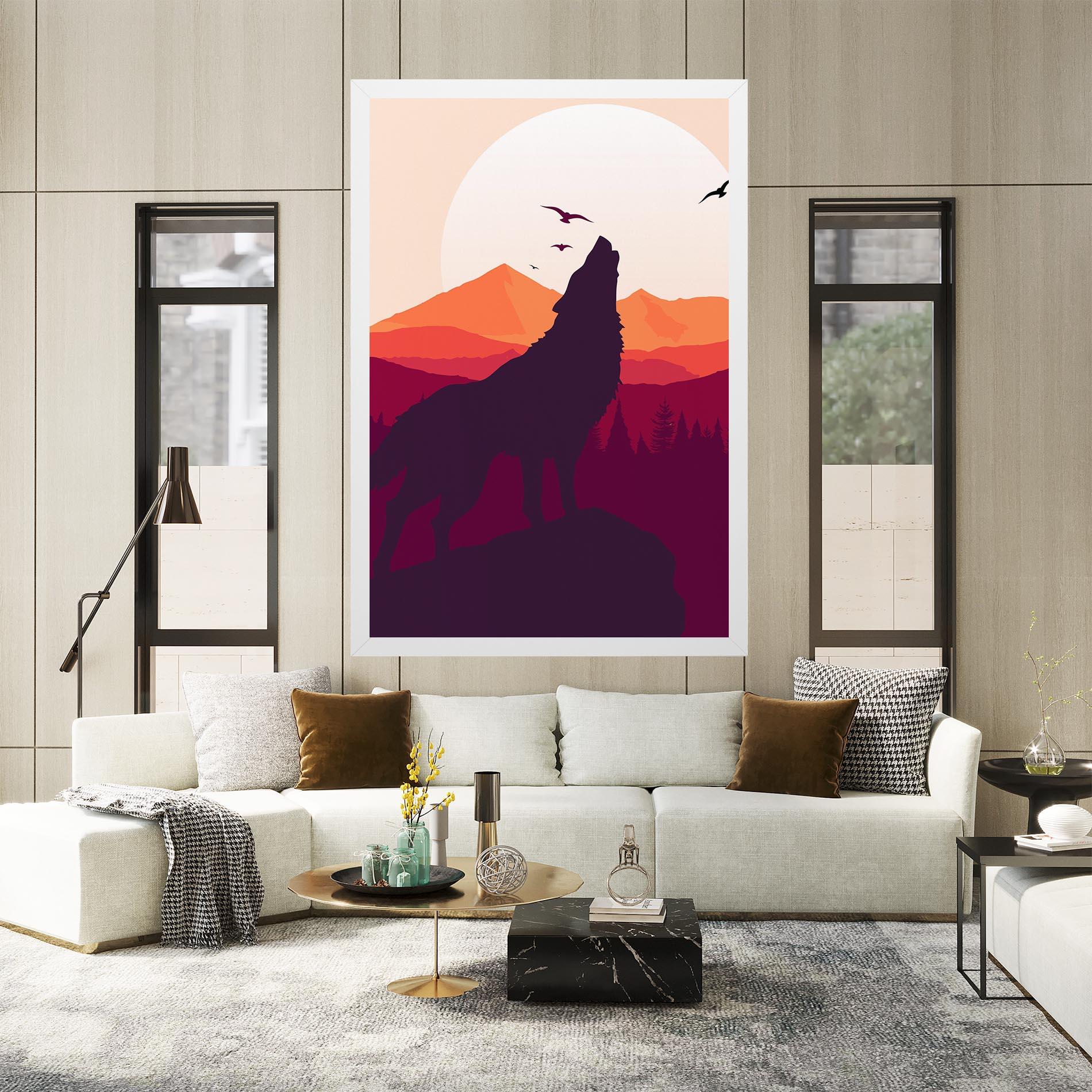 Tablou Canvas Wolf Pink Moon mockup 2