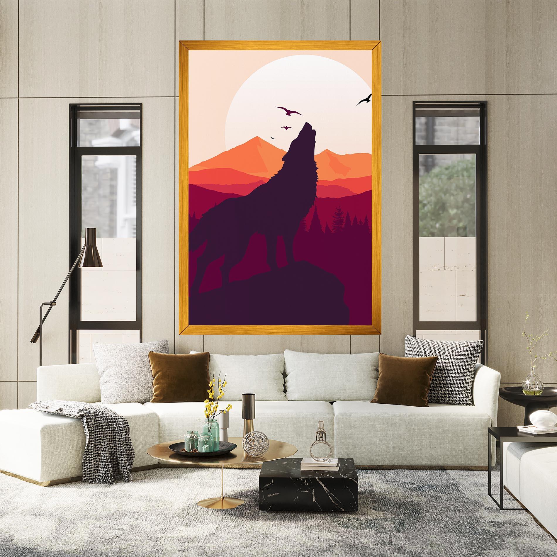 Tablou Canvas Wolf Pink Moon mockup 2