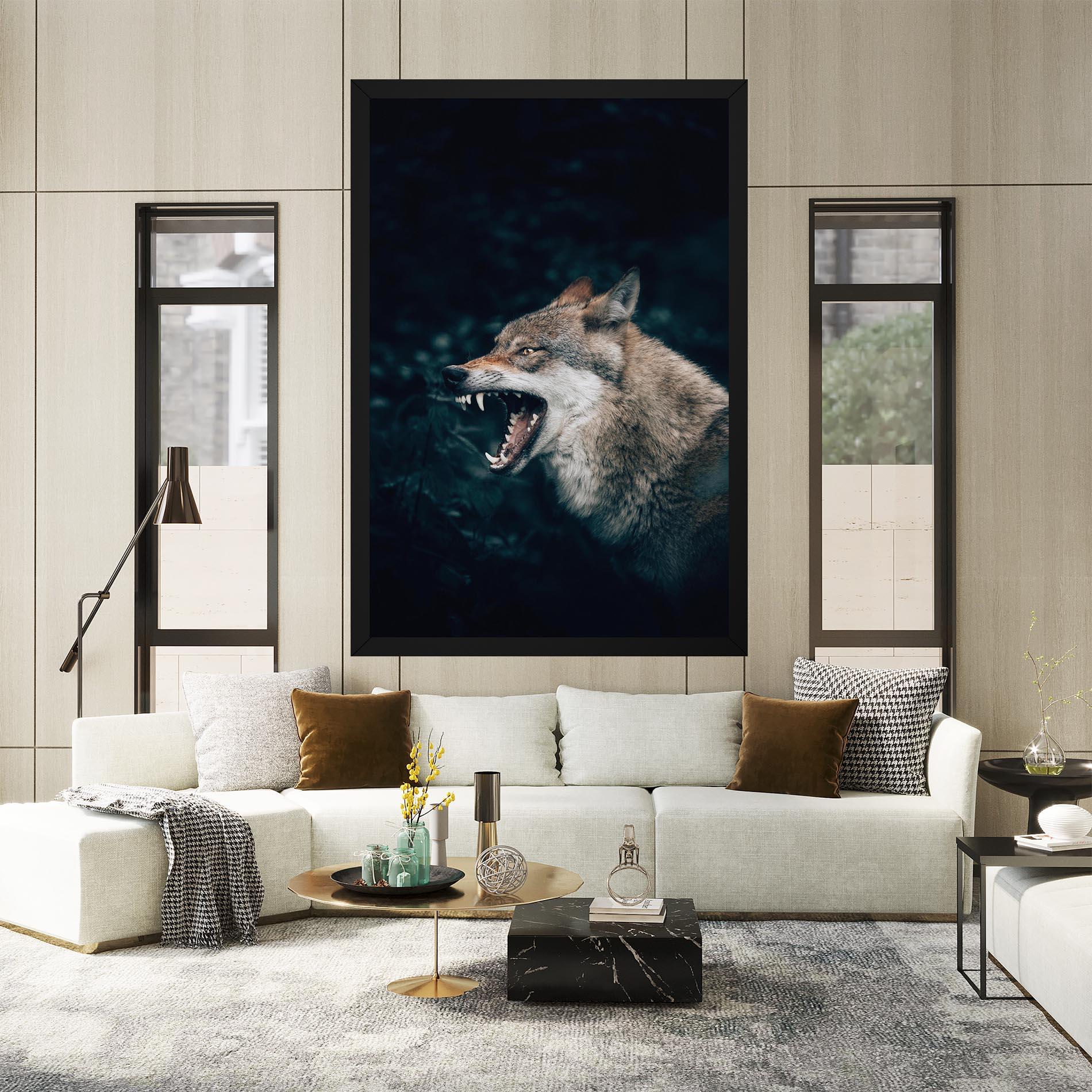 Tablou Canvas Angry Wolf In The Forest mockup 2