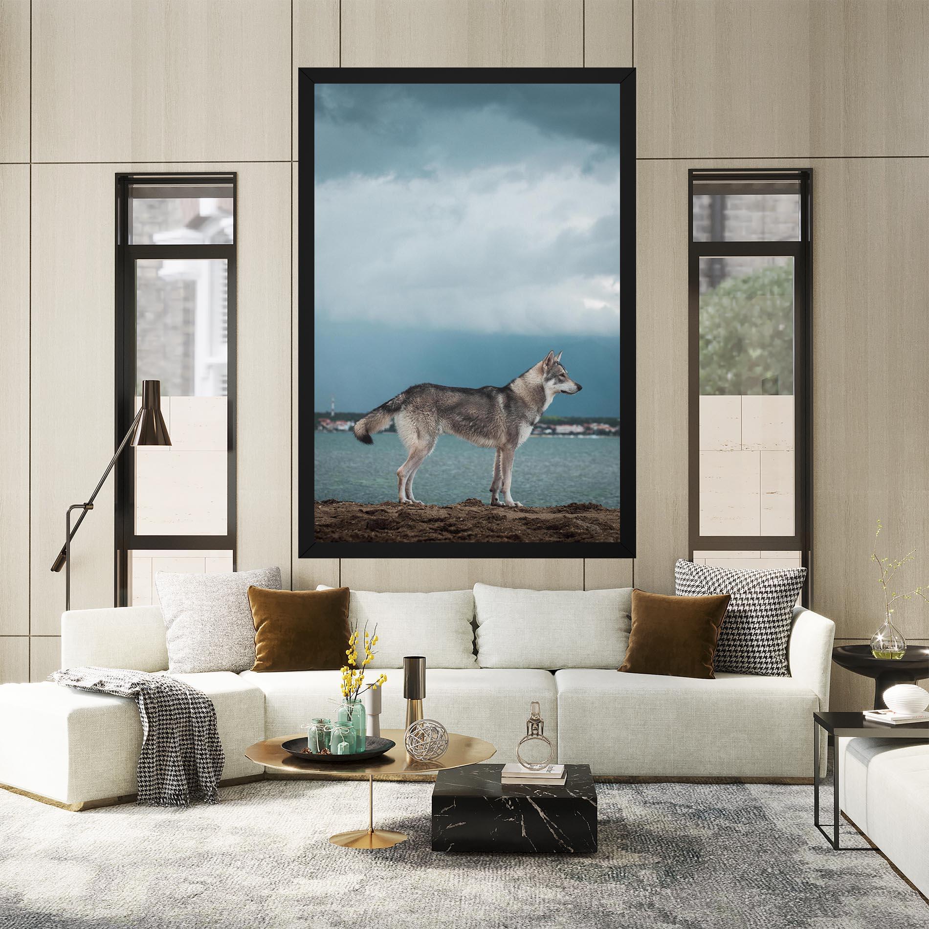 Tablou Canvas Grey Wolf Looking mockup 2