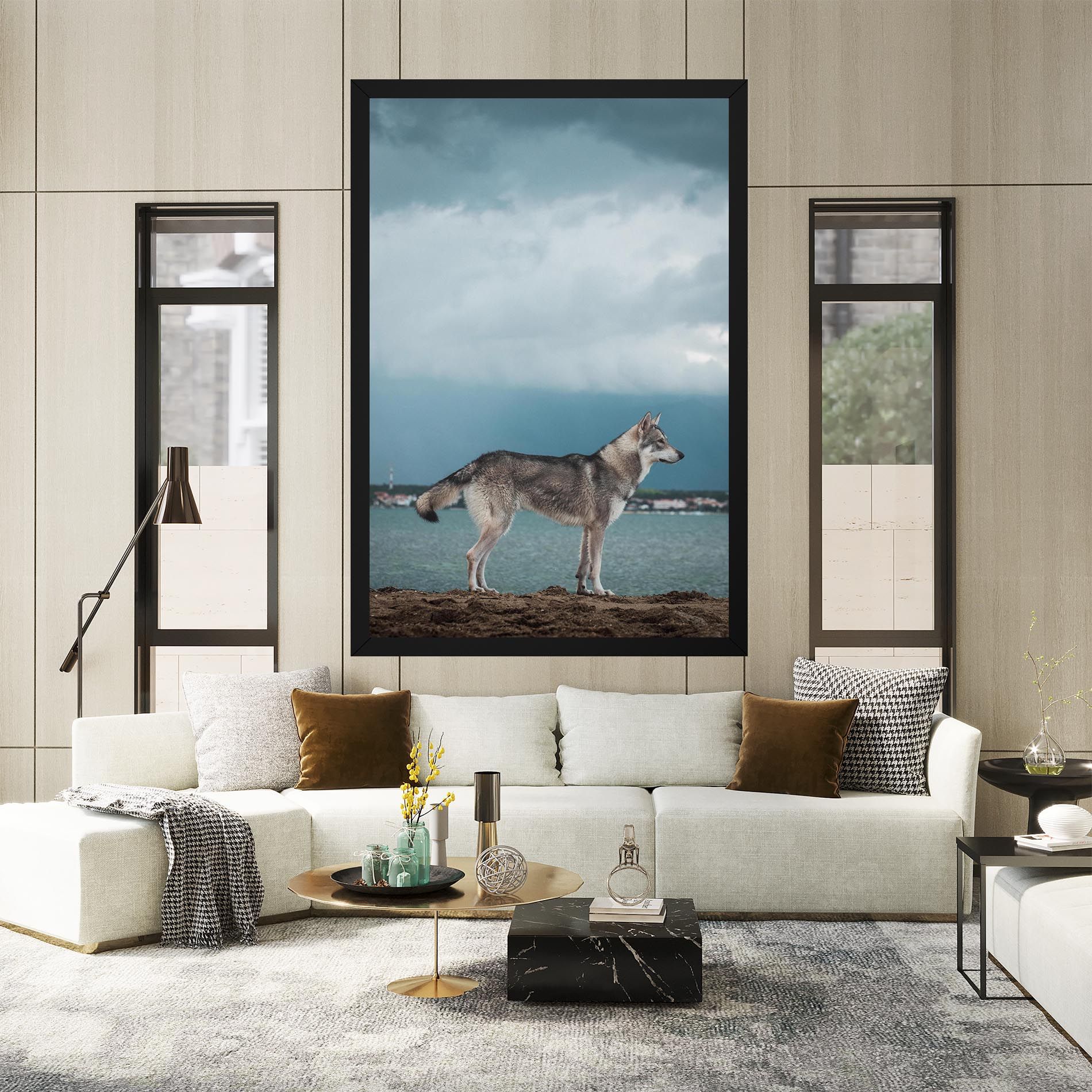 Grey Wolf Looking mockup 2