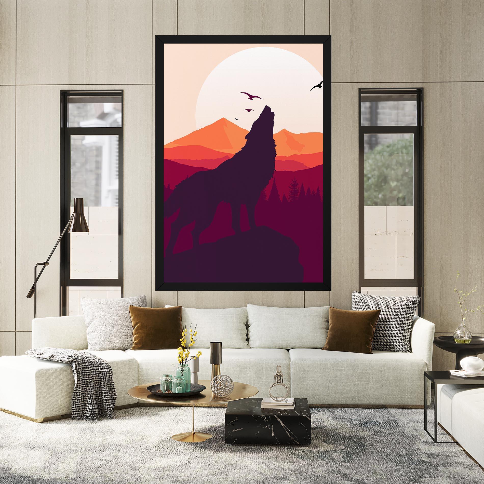 Tablou Canvas Wolf Pink Moon mockup 2