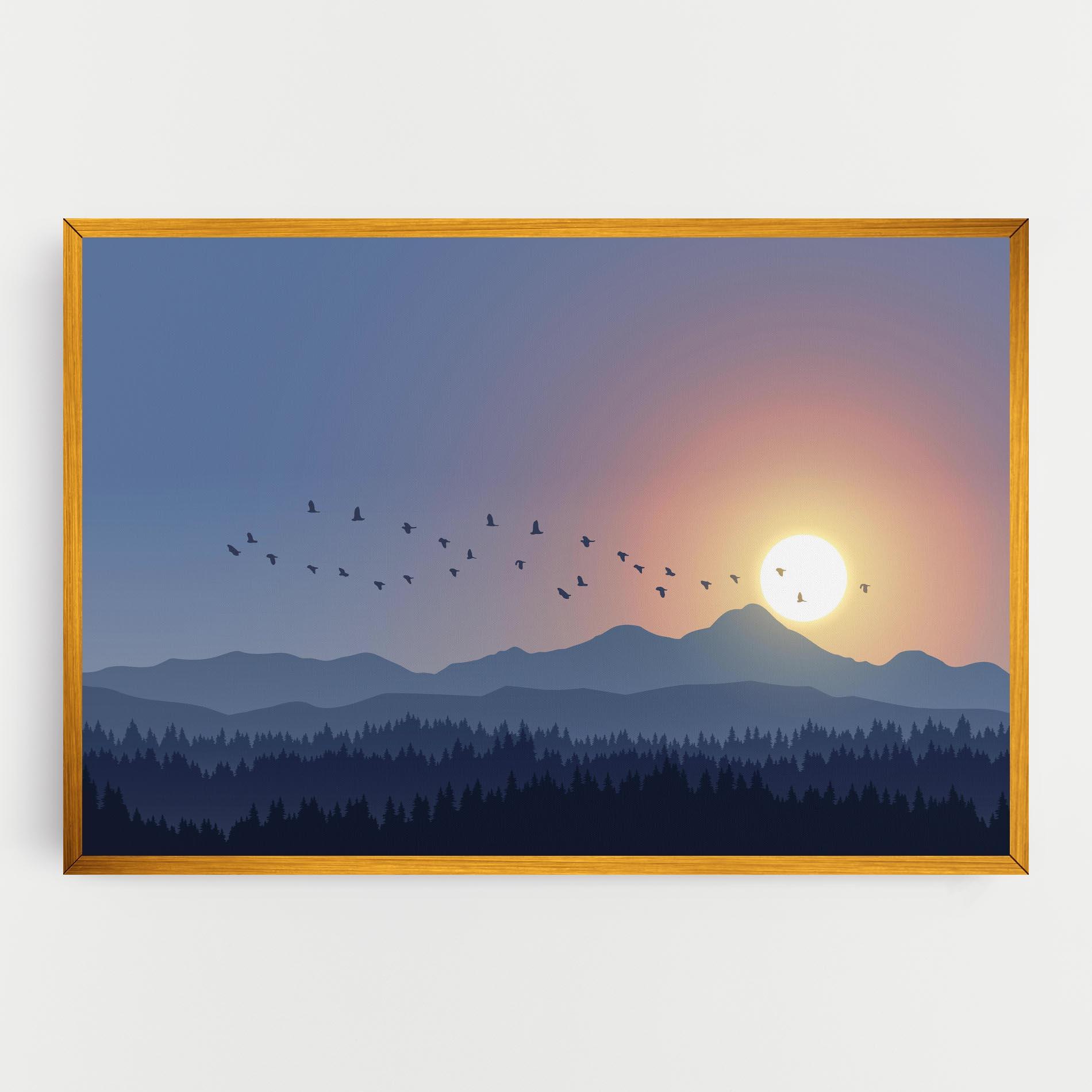 Tablou Canvas Sunset Birds View mockup 0