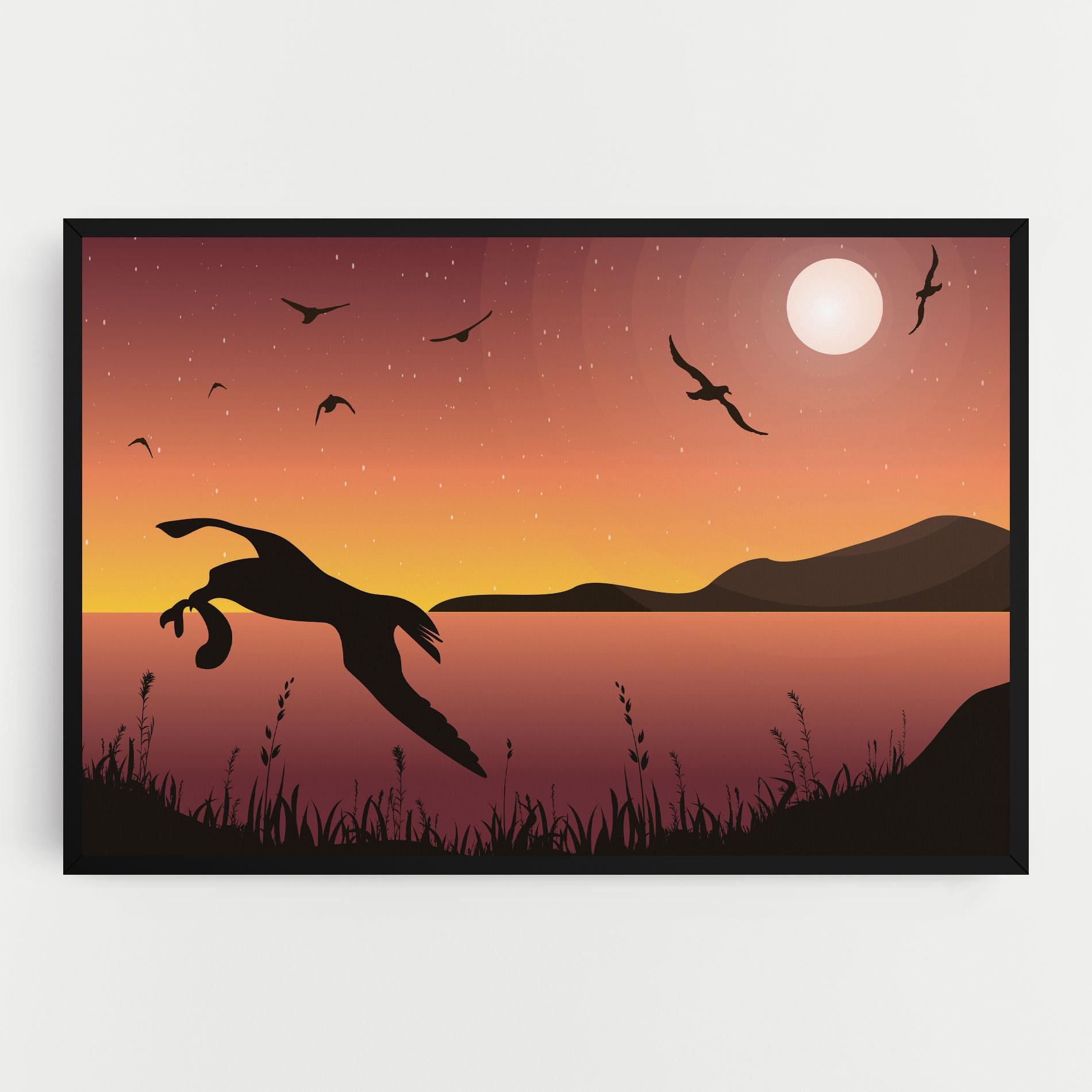 Tablou Canvas Birds Fishing mockup 0
