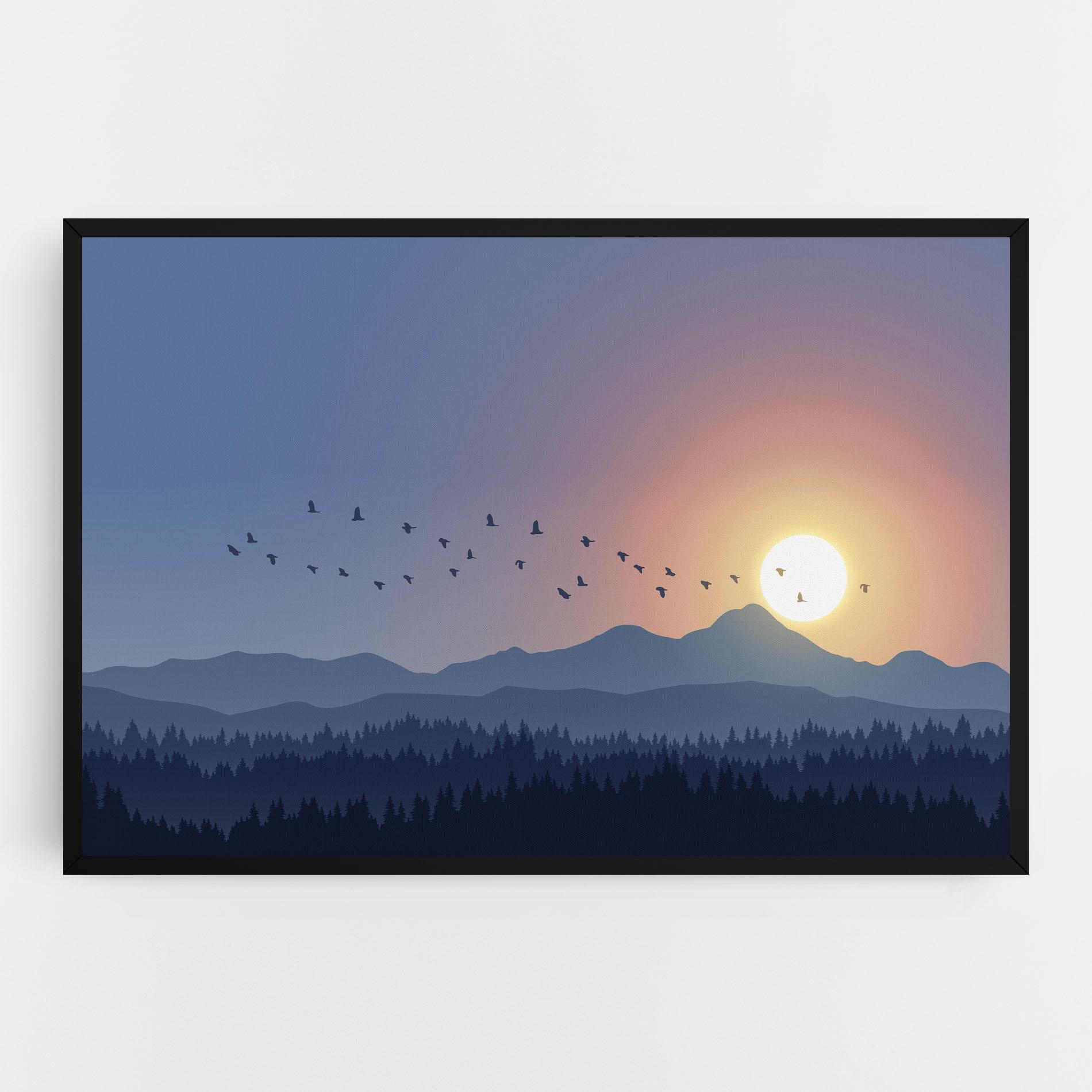 Tablou Canvas Sunset Birds View mockup 0