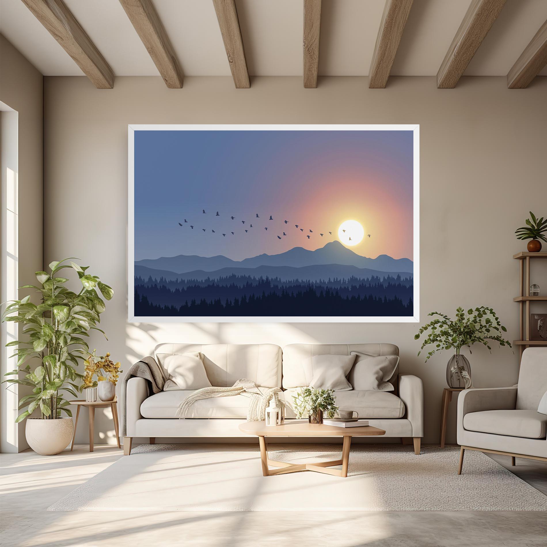 Tablou Canvas Sunset Birds View mockup 6
