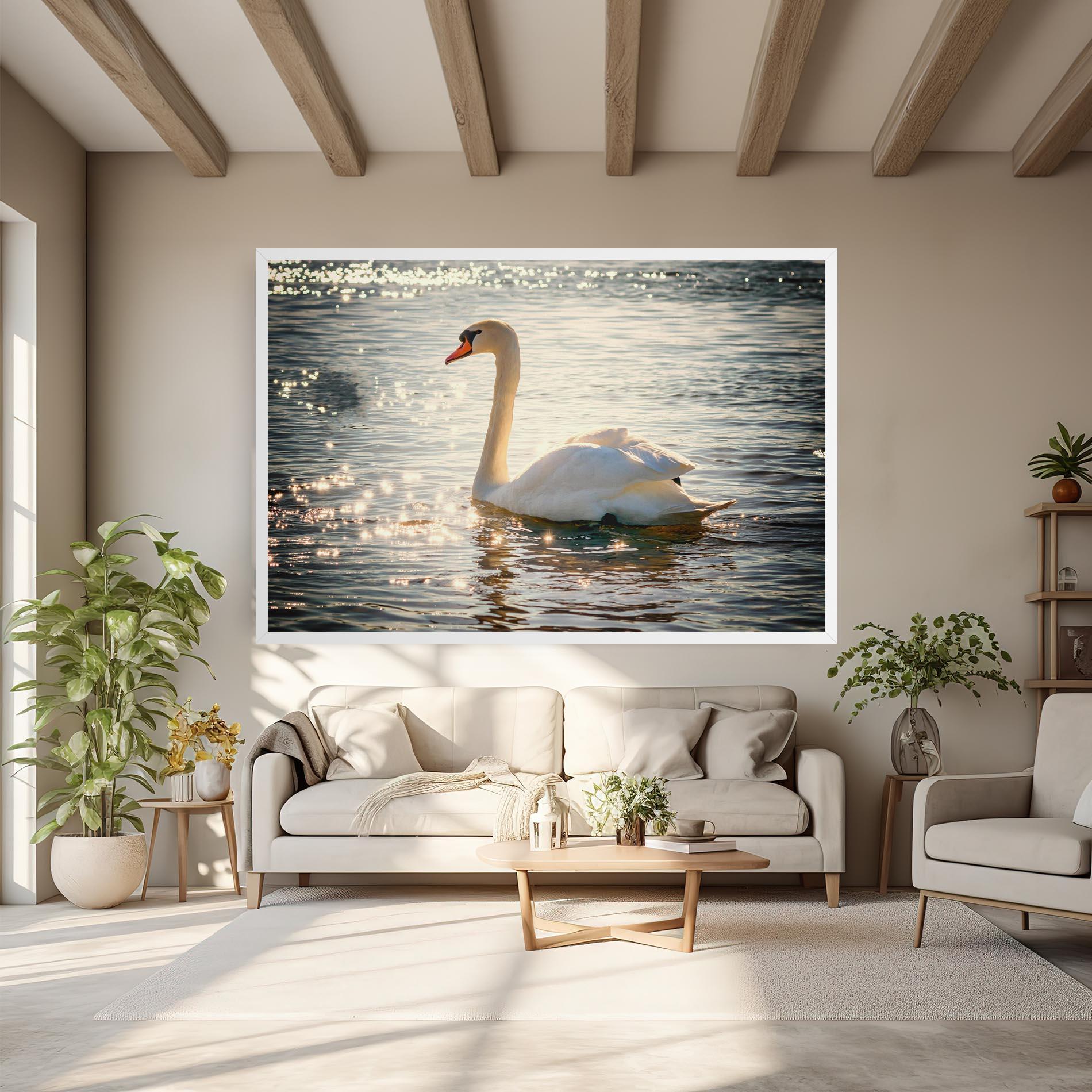 Tablou Canvas Swan On Lake mockup 6