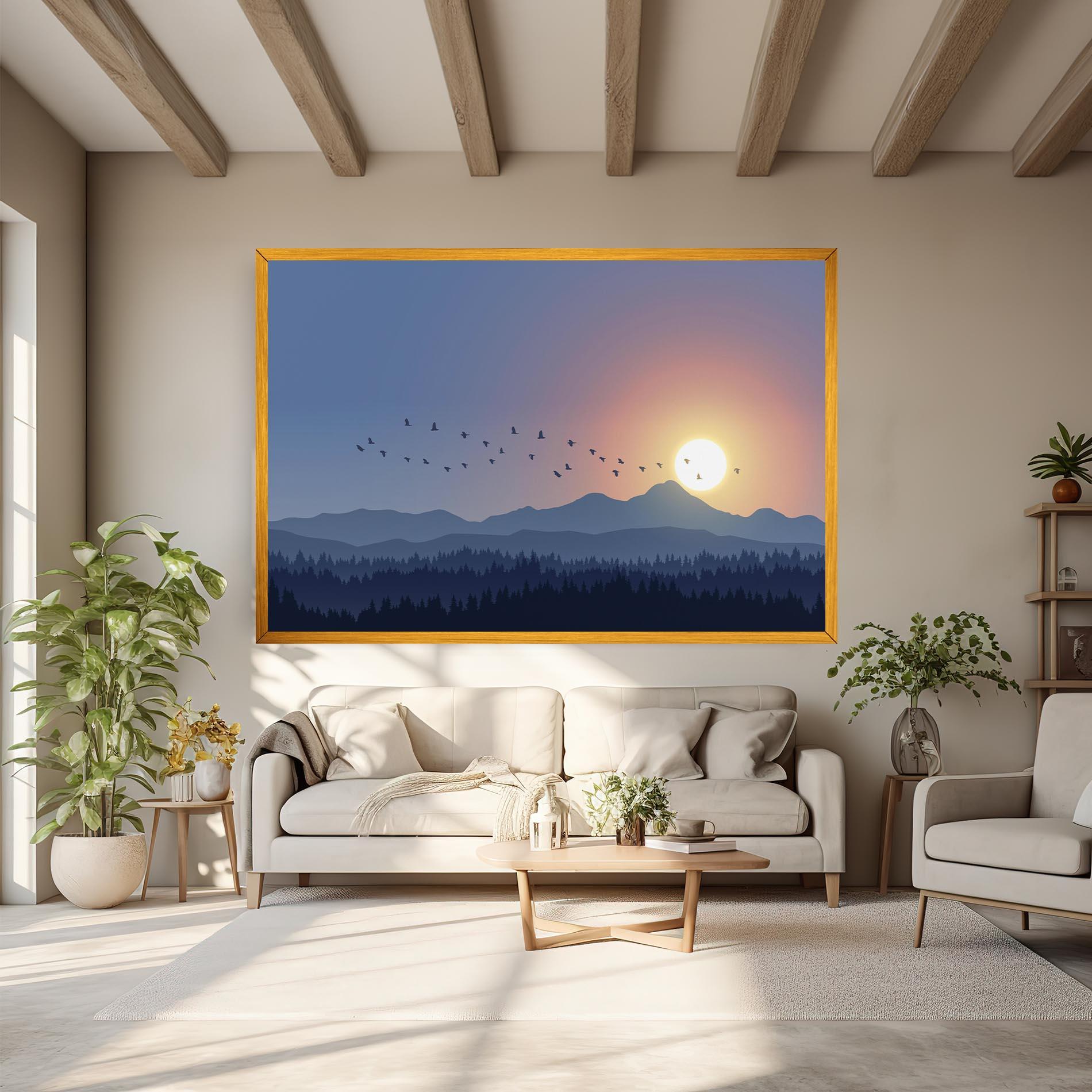 Tablou Canvas Sunset Birds View mockup 6