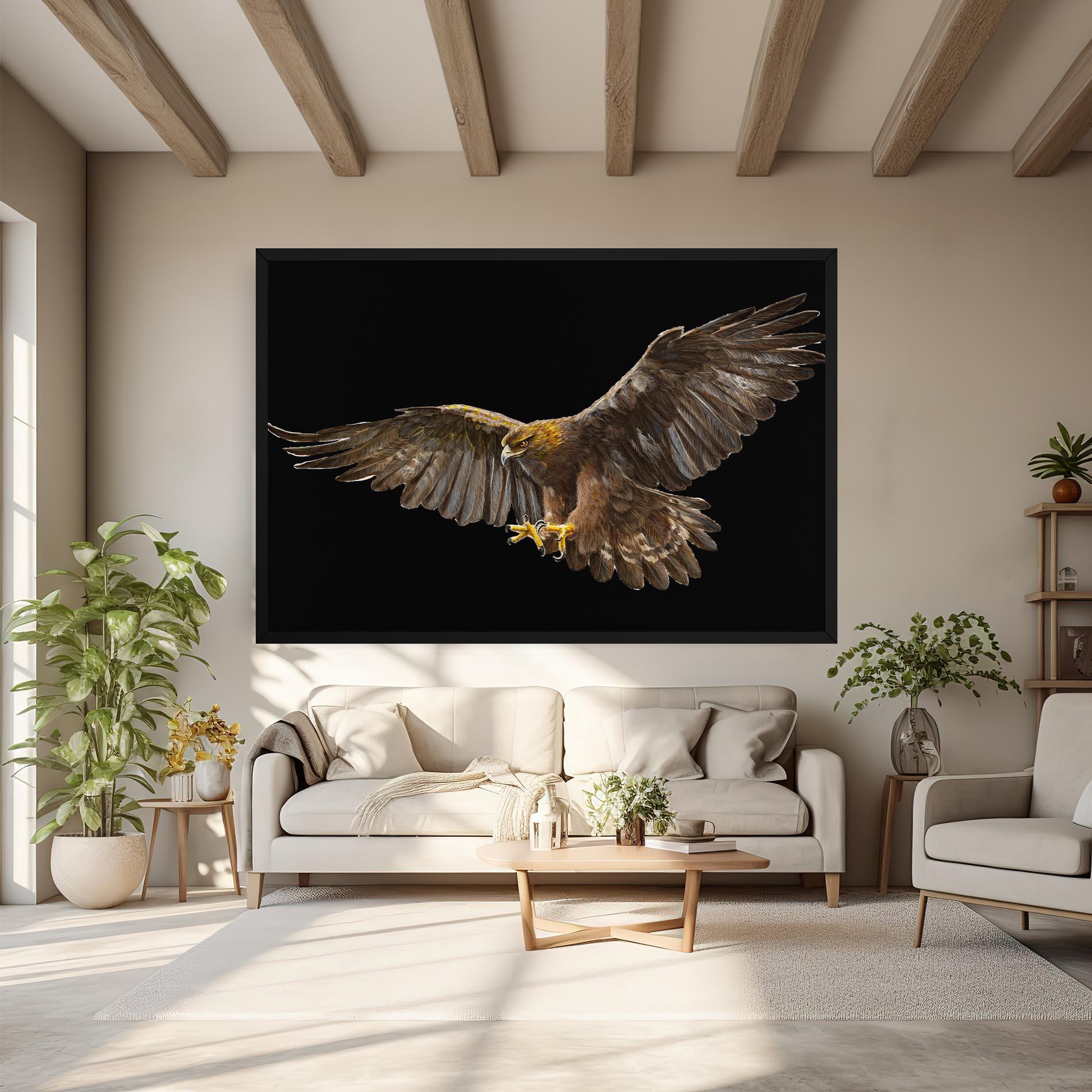 Tablou Canvas Eagle On Black mockup 6