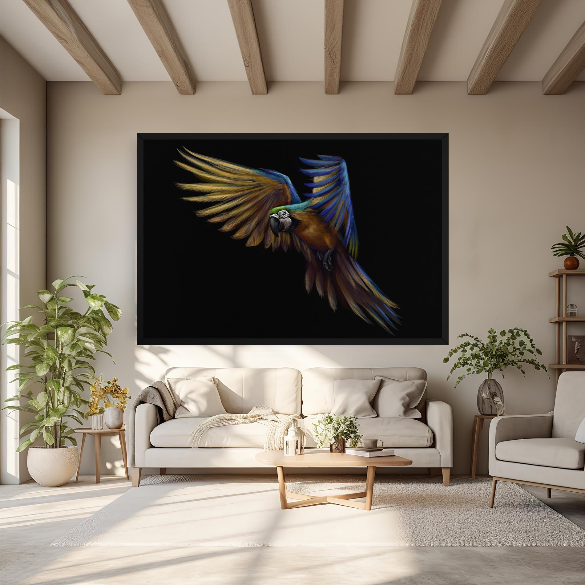 Tablou Canvas Parrot Flying mockup 6