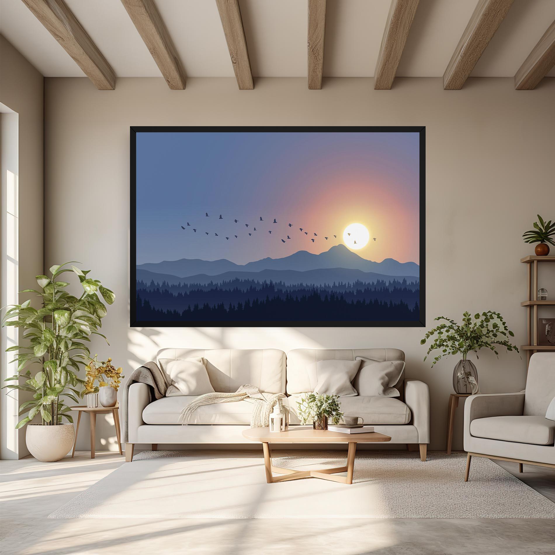 Tablou Canvas Sunset Birds View mockup 6