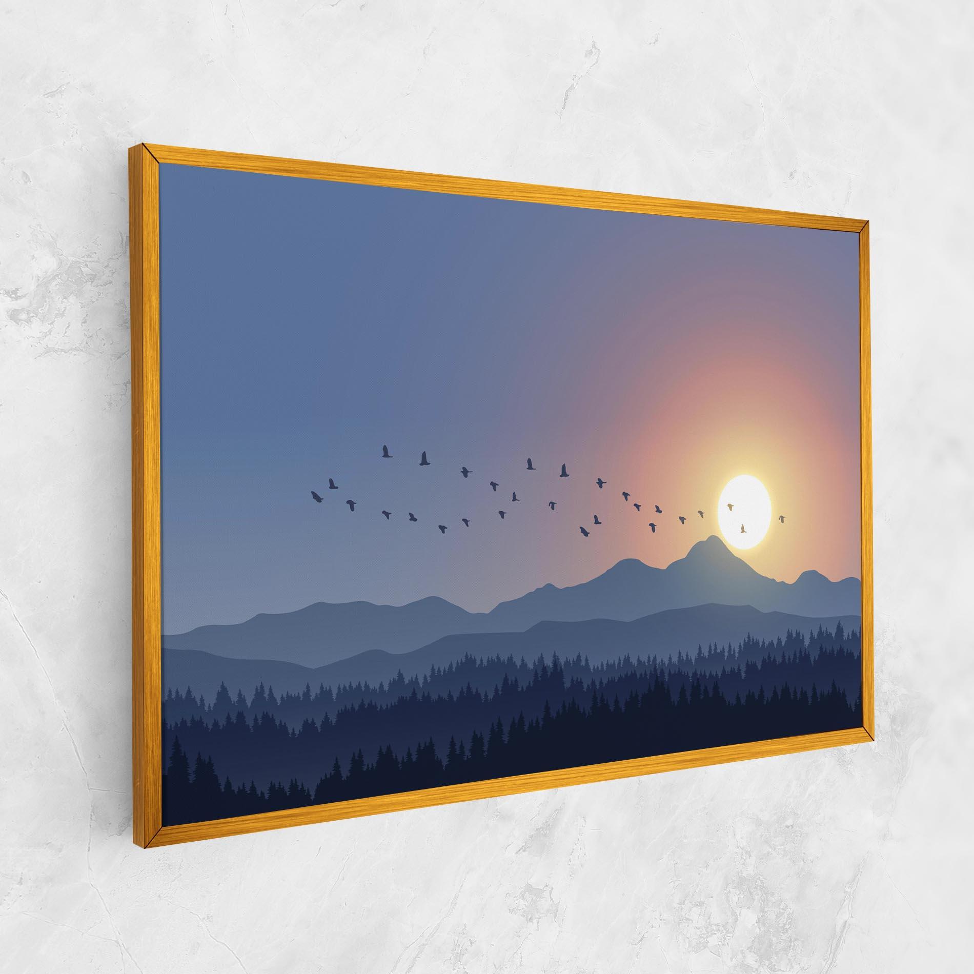 Tablou Canvas Sunset Birds View mockup 1