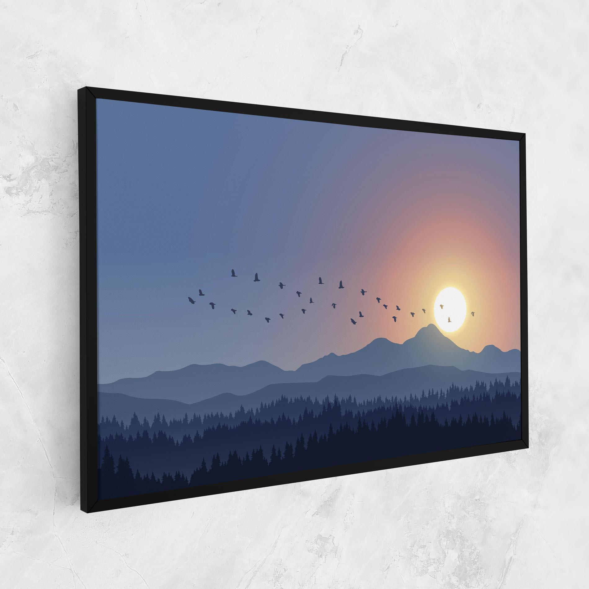 Tablou Canvas Sunset Birds View mockup 1