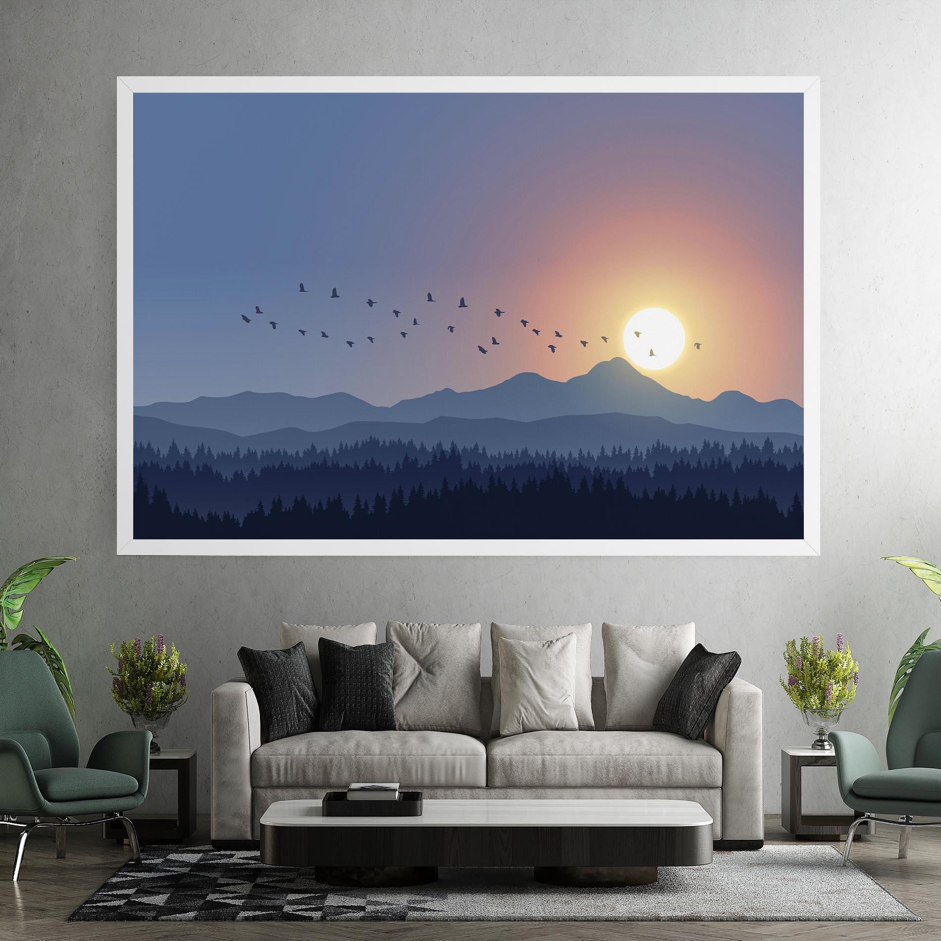 Tablou Canvas Sunset Birds View mockup 7