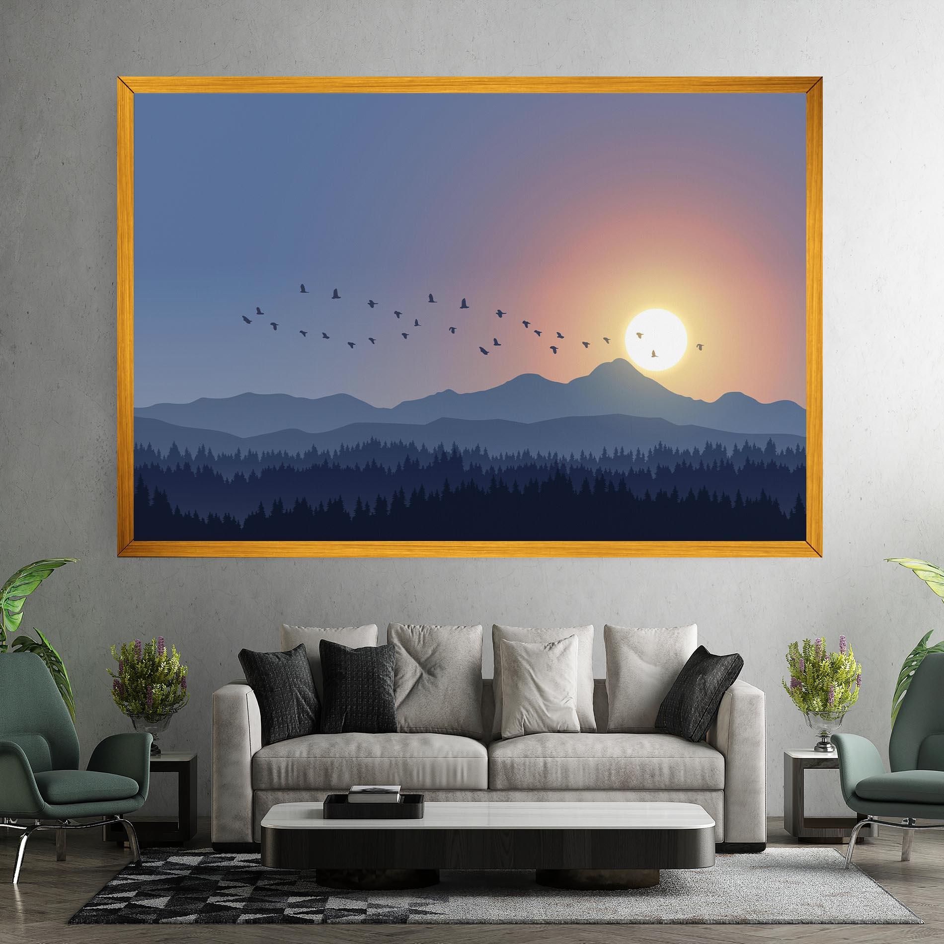 Tablou Canvas Sunset Birds View mockup 7
