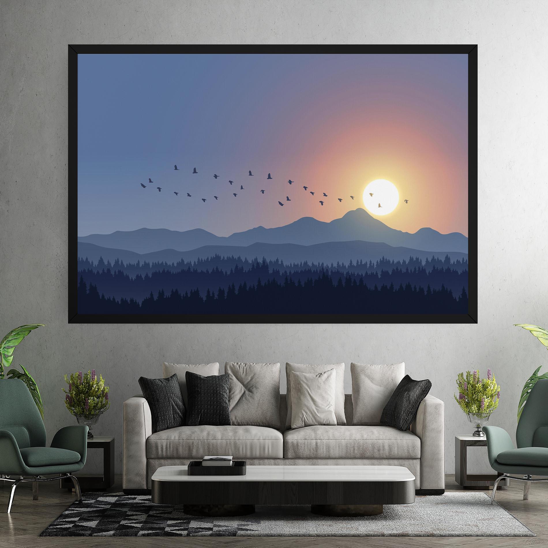 Tablou Canvas Sunset Birds View mockup 7