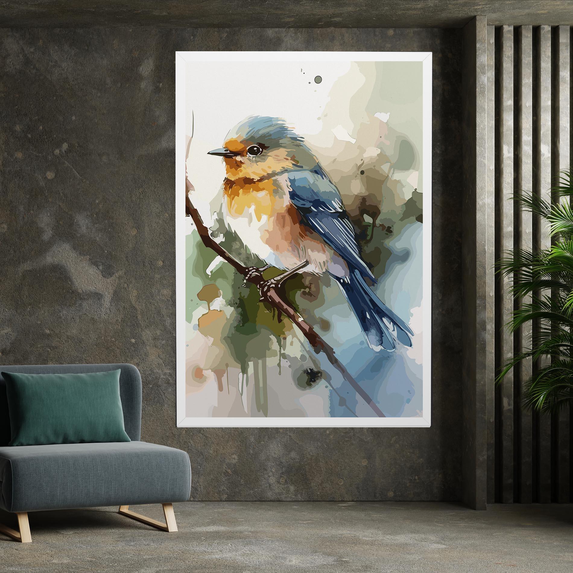 Tablou Canvas Blue Pretty Bird mockup 7
