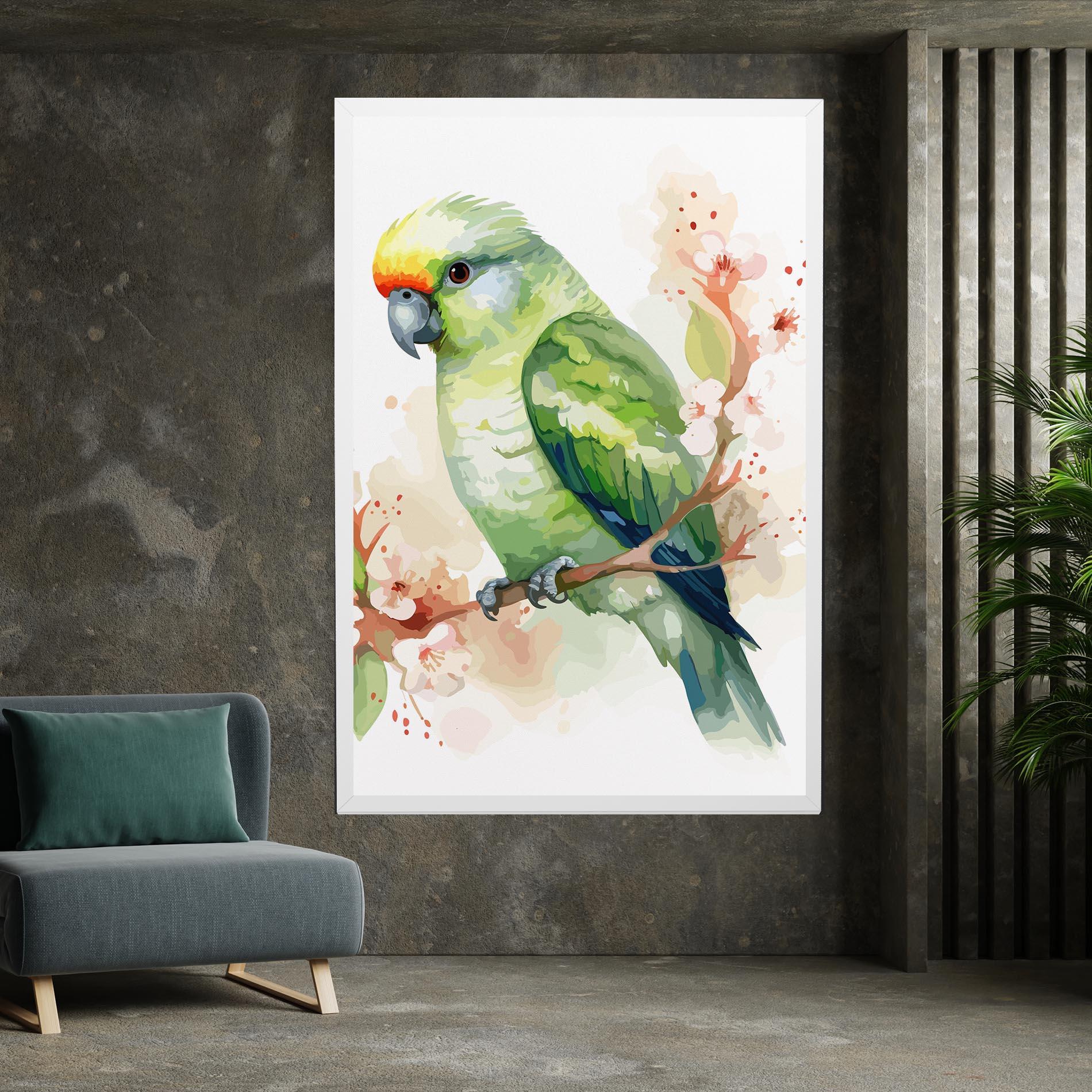 Tablou Canvas Pretty Green Parrot mockup 7