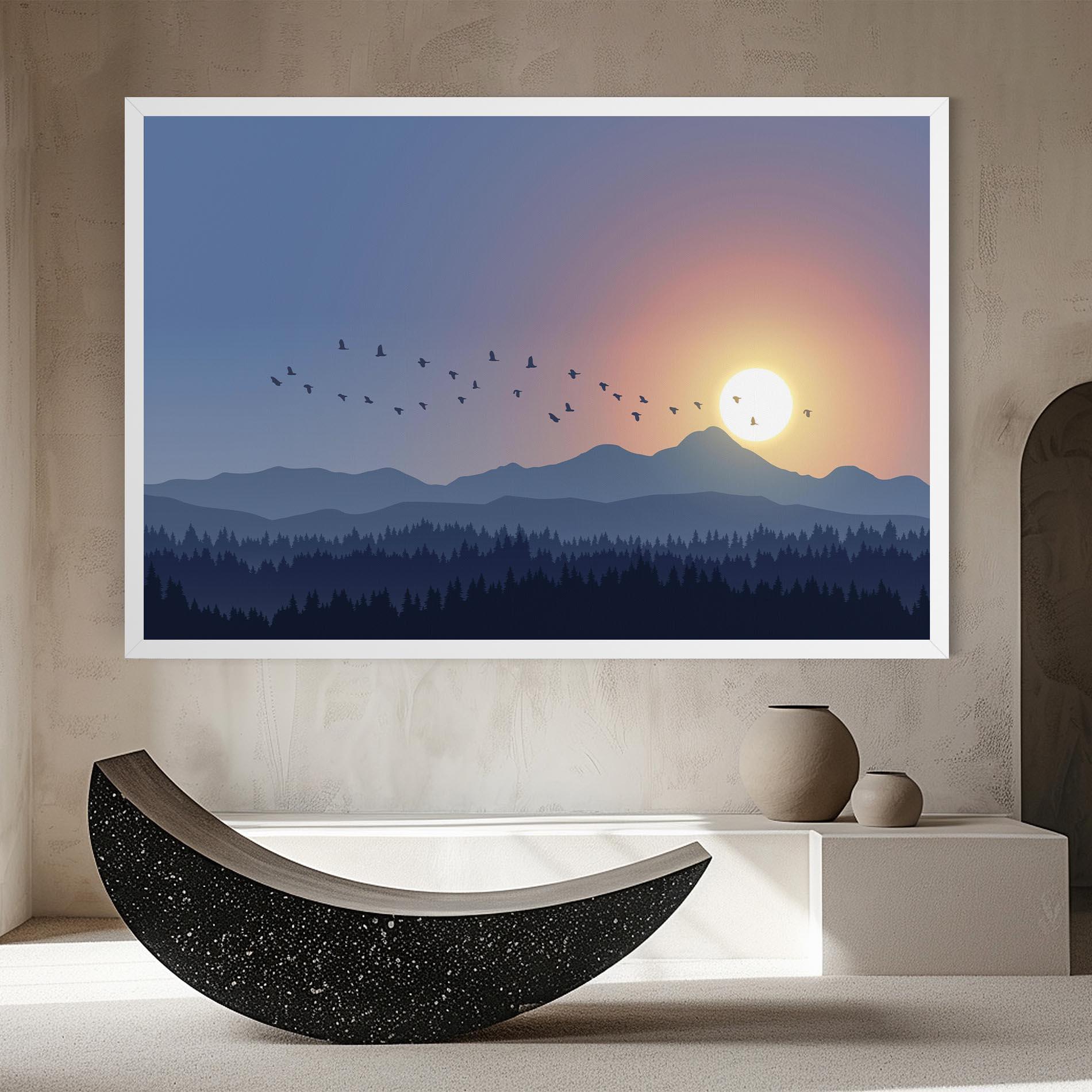 Tablou Canvas Sunset Birds View mockup 8