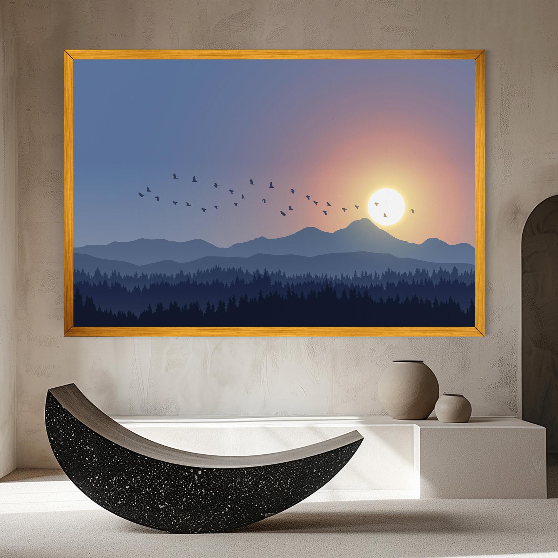 Tablou Canvas Sunset Birds View mockup 8
