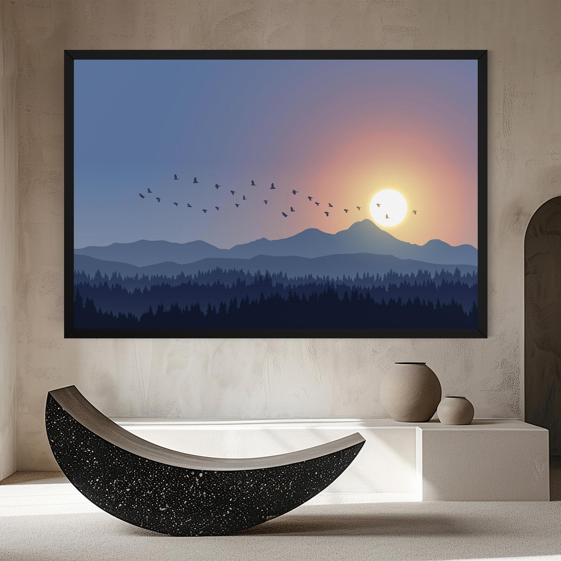 Tablou Canvas Sunset Birds View mockup 8