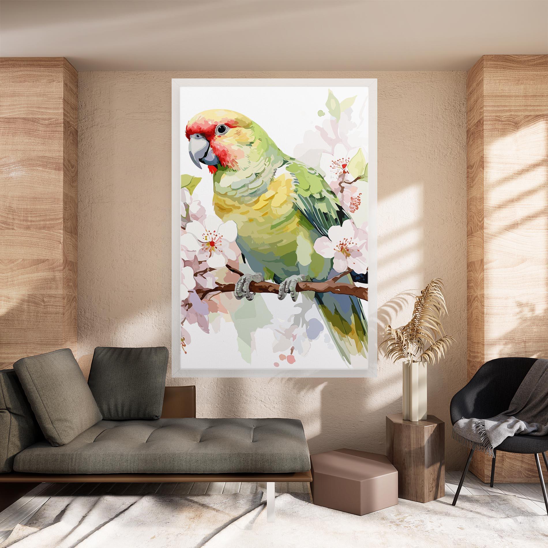 Tablou Canvas Cute Green Parrot mockup 8