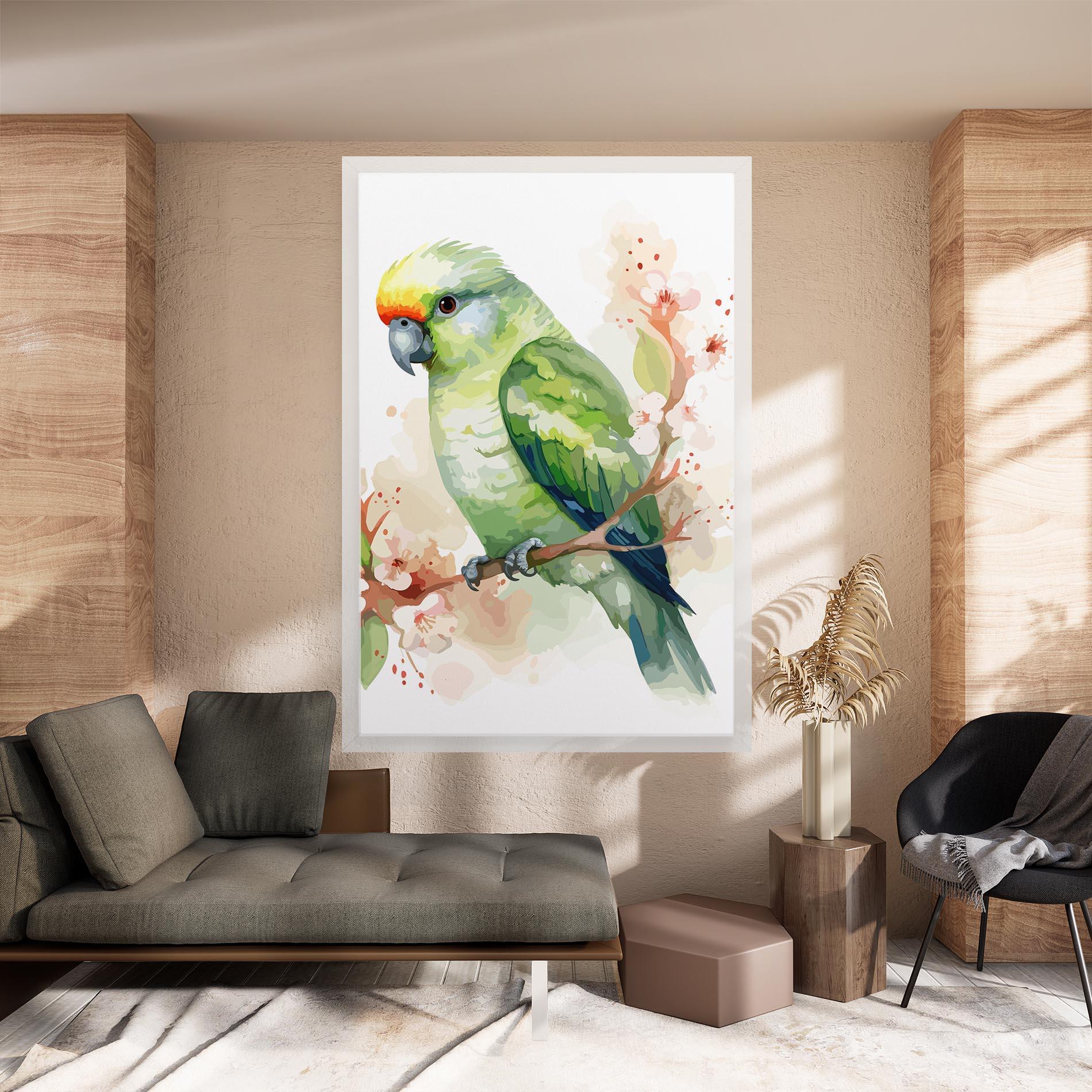 Tablou Canvas Pretty Green Parrot mockup 8