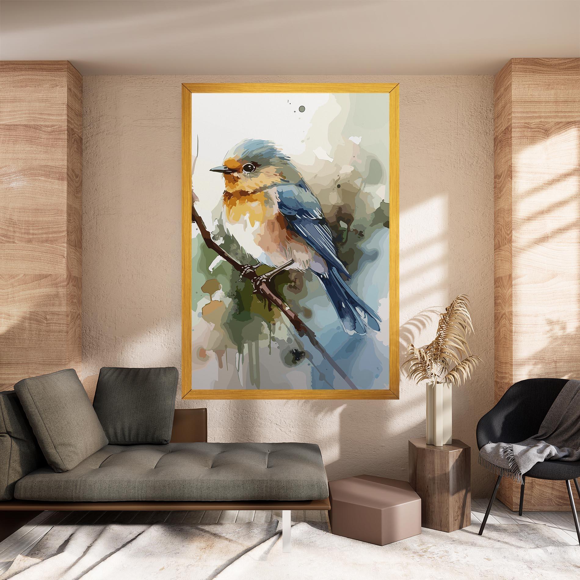 Tablou Canvas Blue Pretty Bird mockup 8