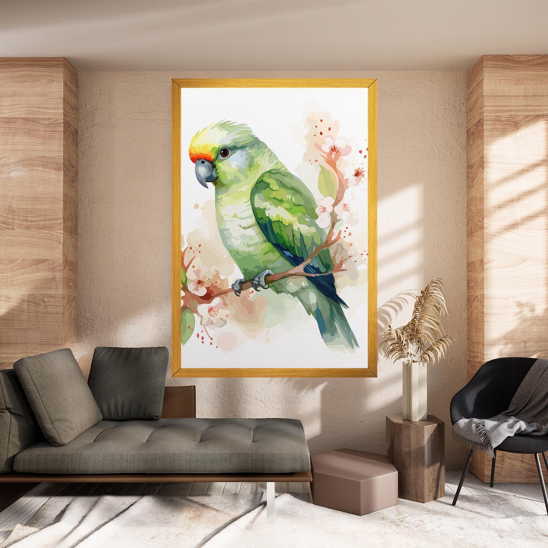 Tablou Canvas Pretty Green Parrot mockup 8