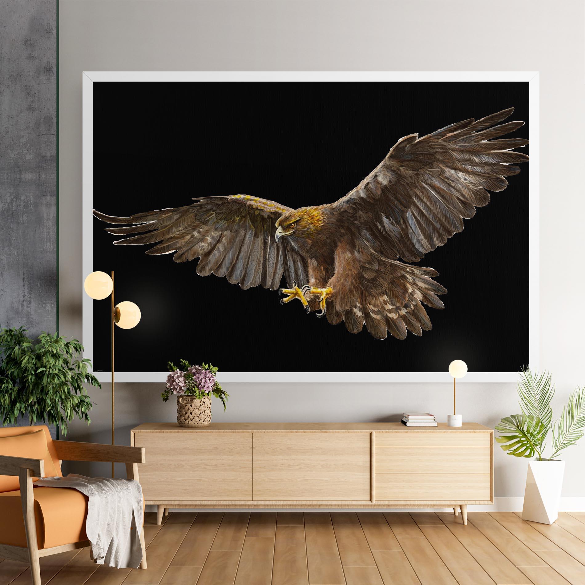 Tablou Canvas Eagle On Black mockup 9