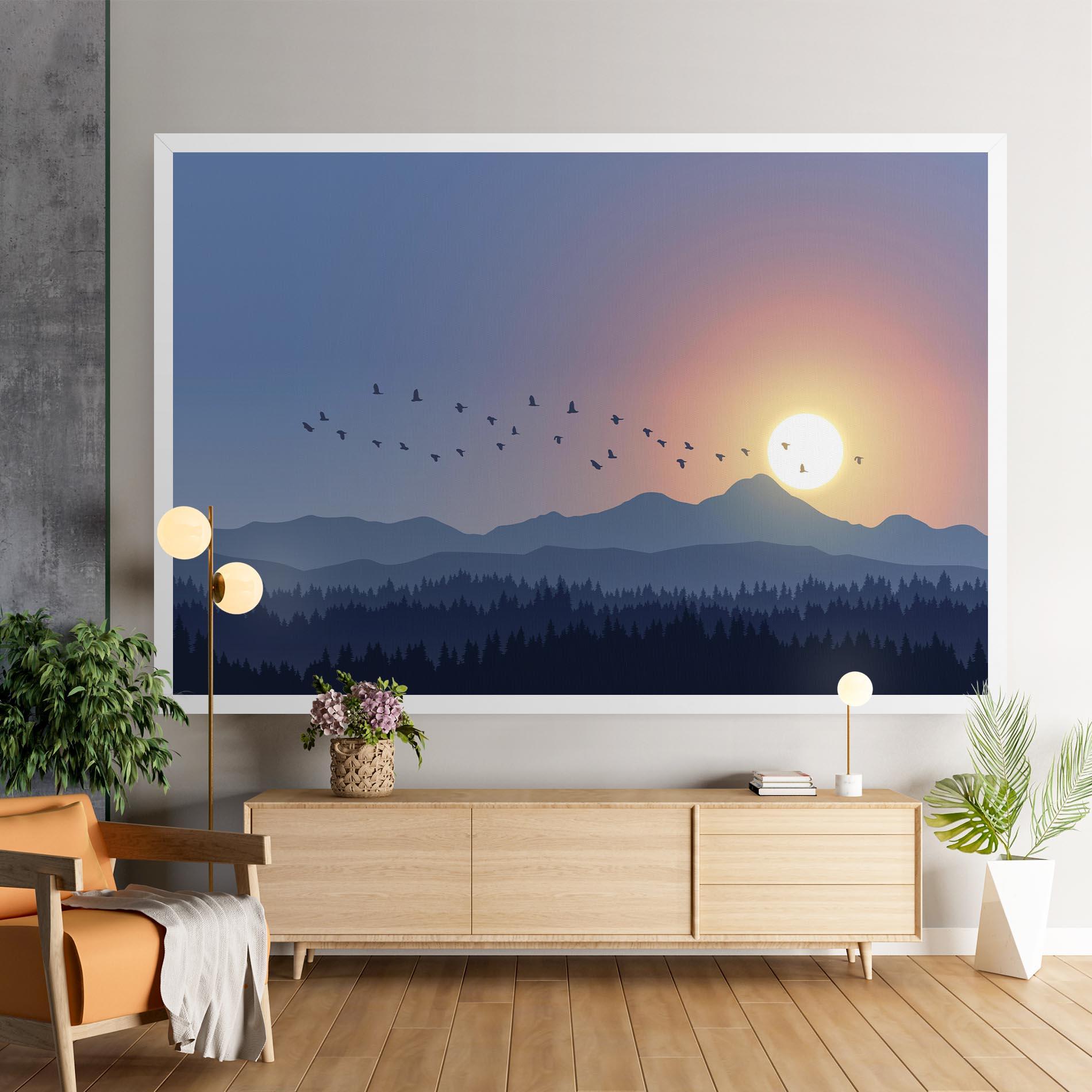 Tablou Canvas Sunset Birds View mockup 9