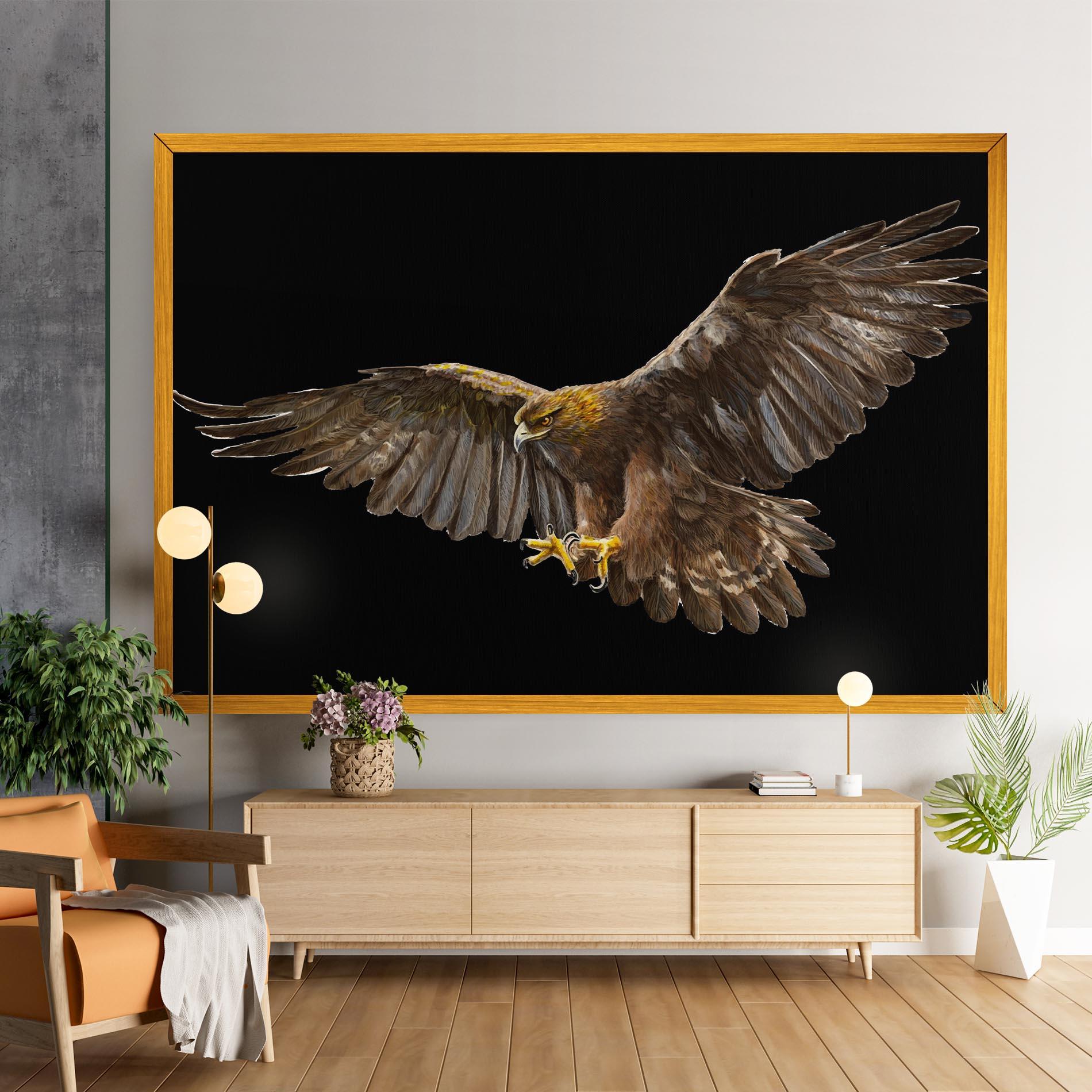 Tablou Canvas Eagle On Black mockup 9