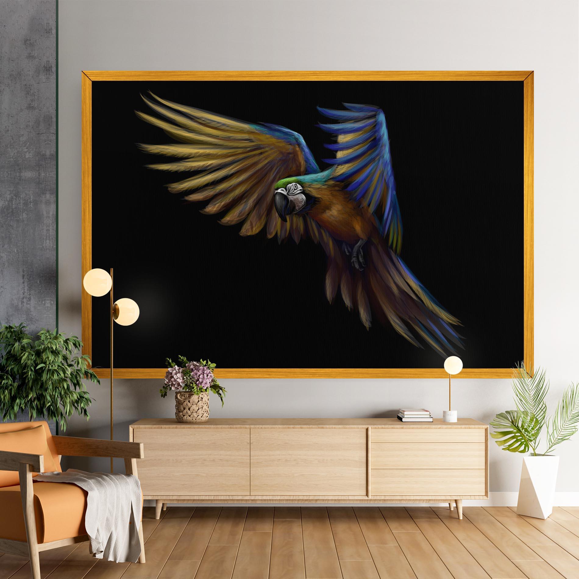 Tablou Canvas Parrot Flying mockup 9