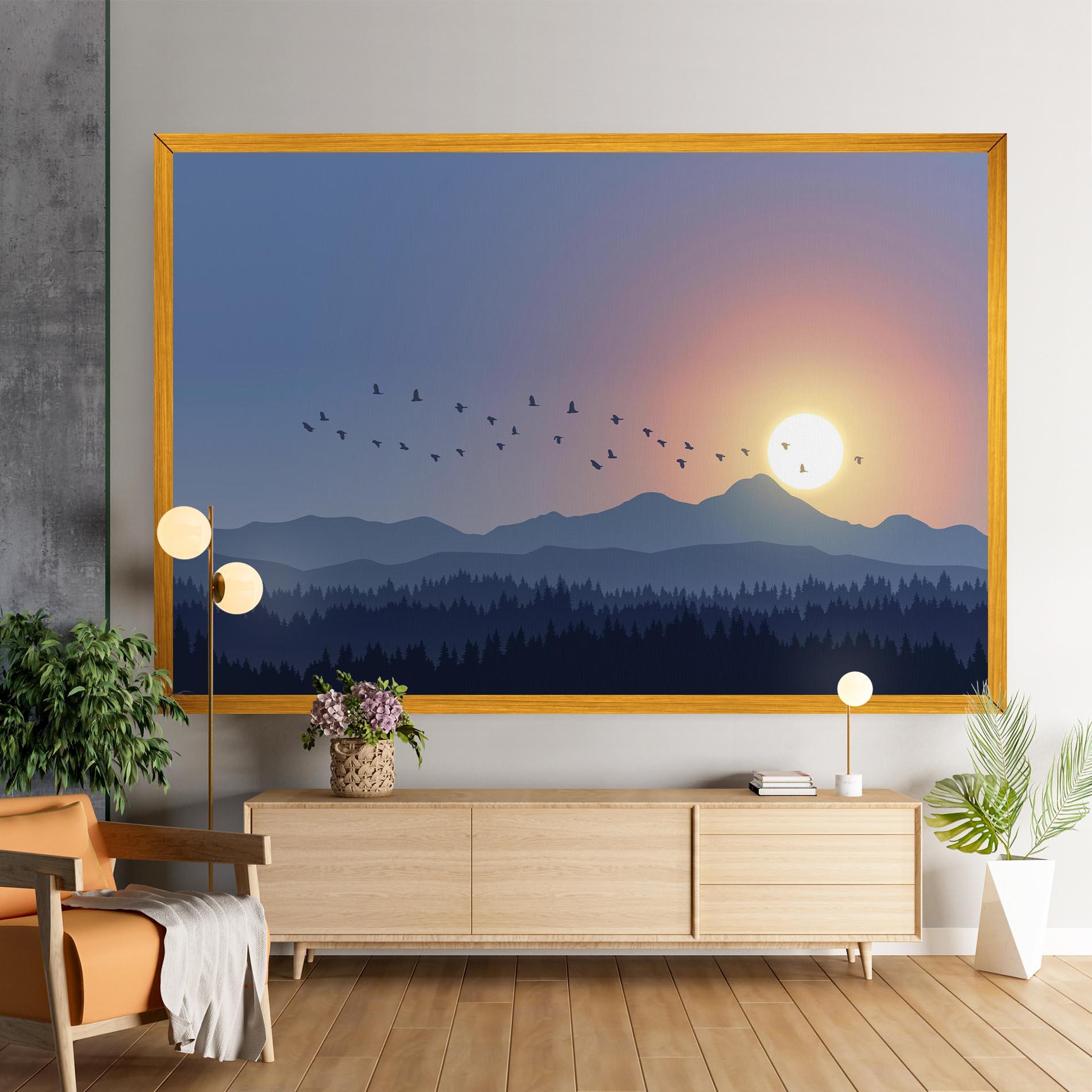 Tablou Canvas Sunset Birds View mockup 9