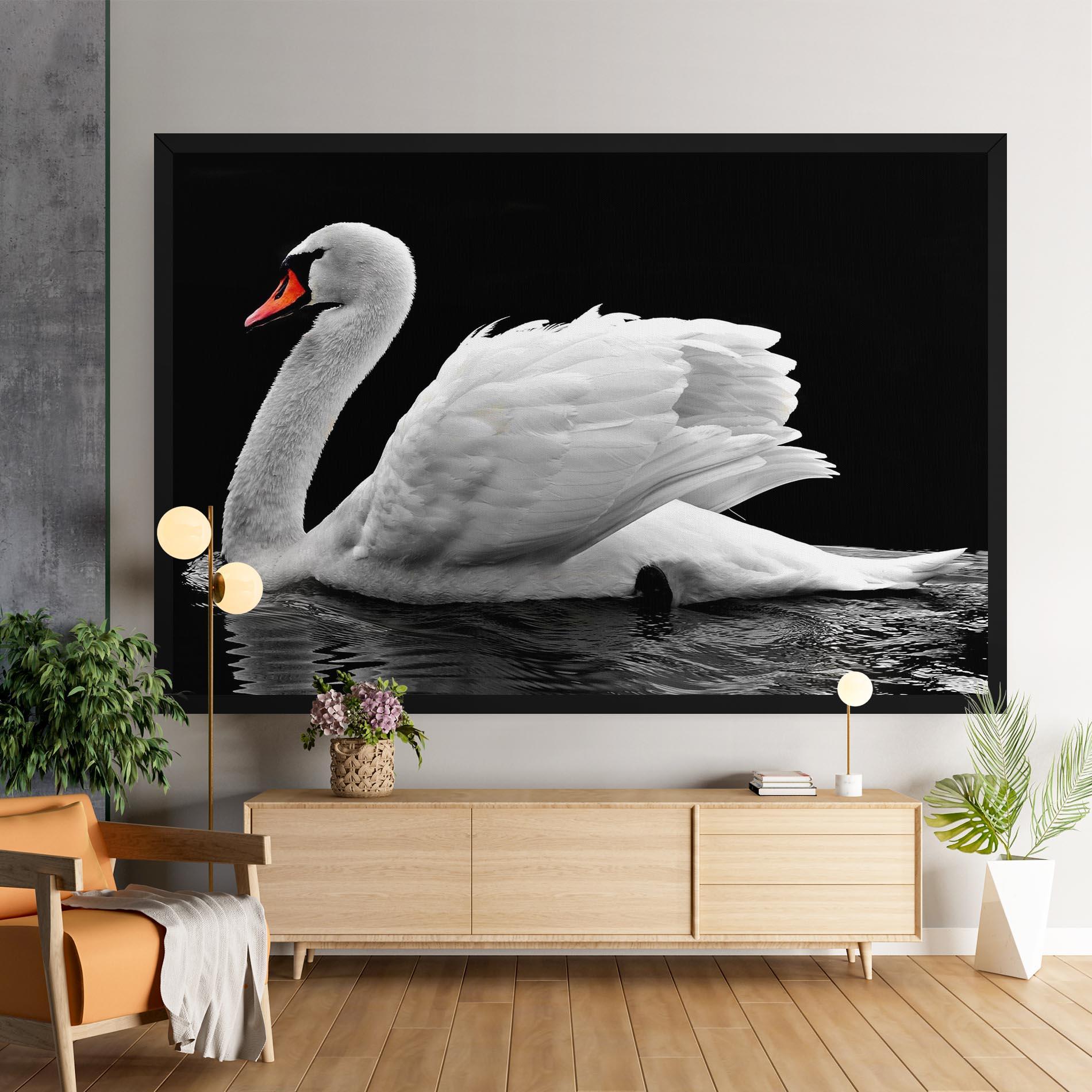 Tablou Canvas Black And White Swan mockup 9