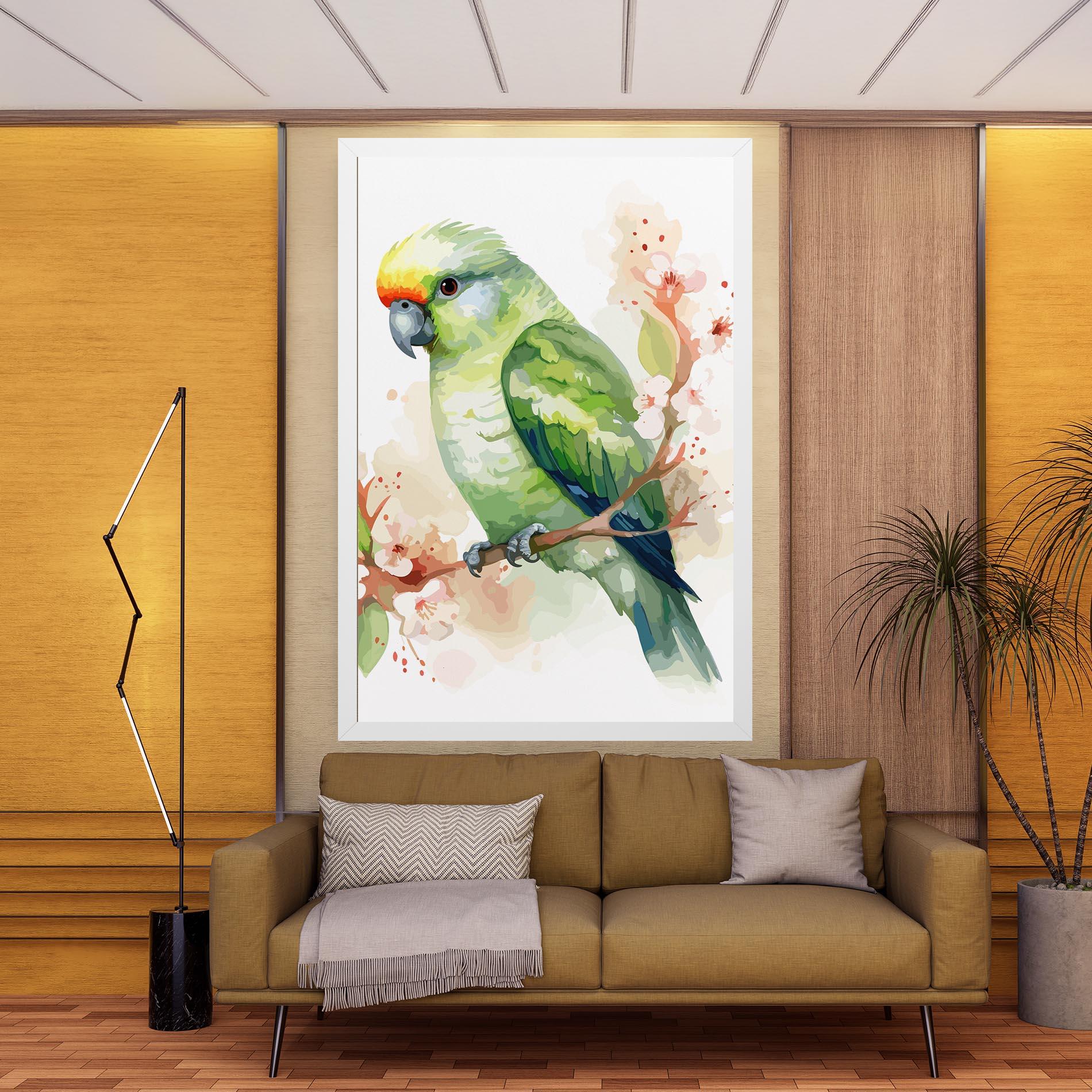 Tablou Canvas Pretty Green Parrot mockup 9