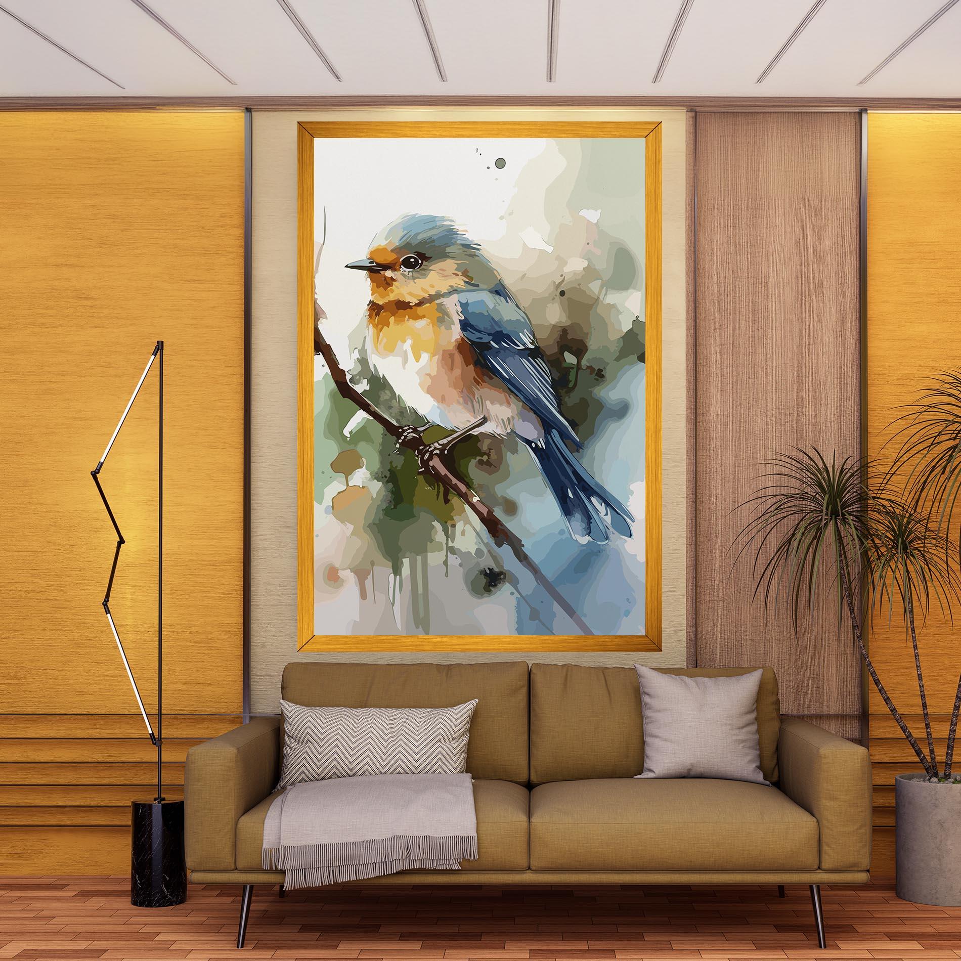 Tablou Canvas Blue Pretty Bird mockup 9