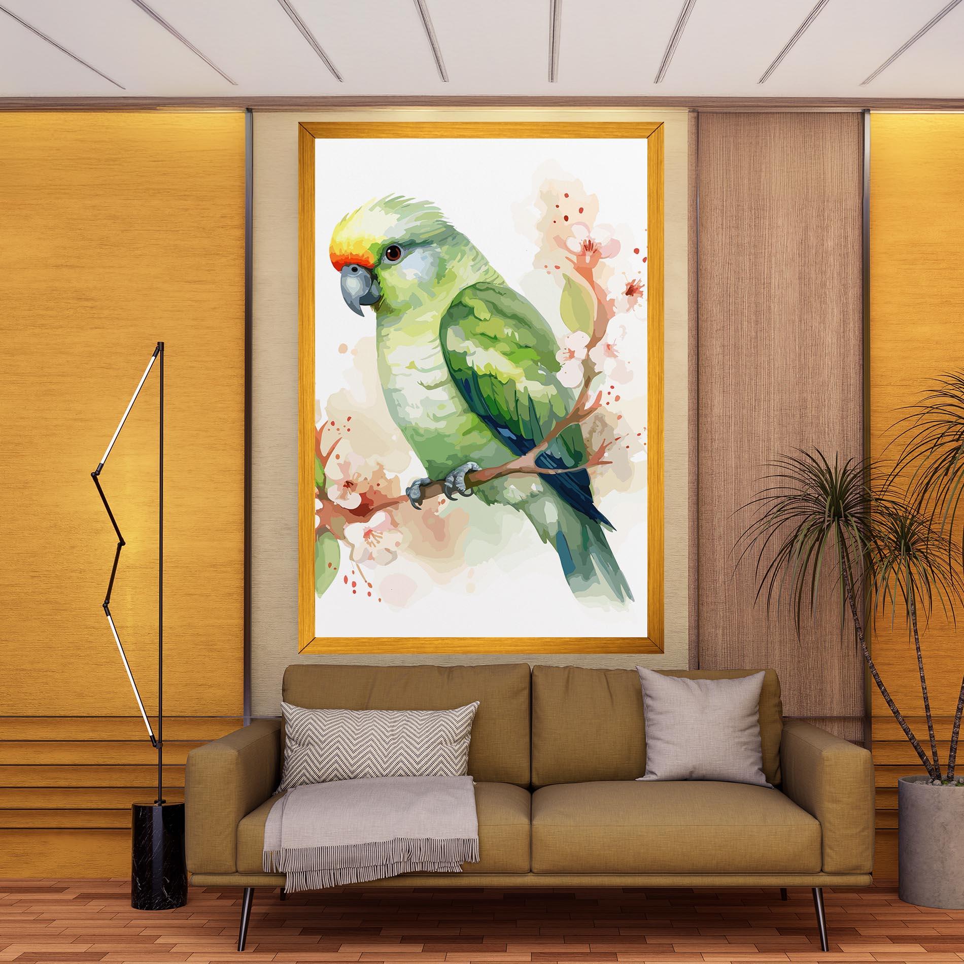Tablou Canvas Pretty Green Parrot mockup 9