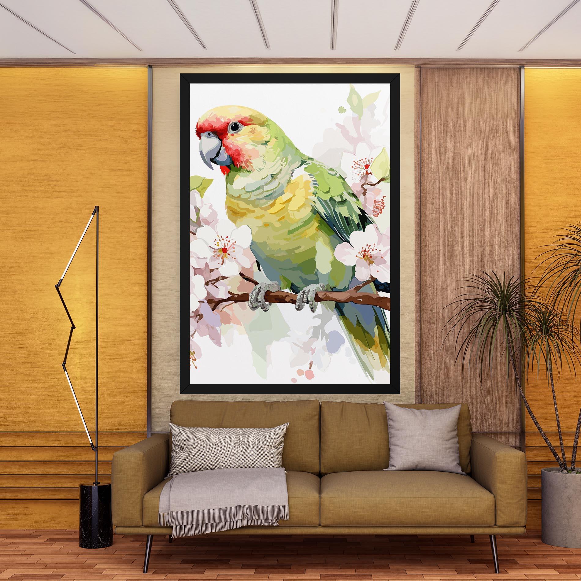 Tablou Canvas Cute Green Parrot mockup 9