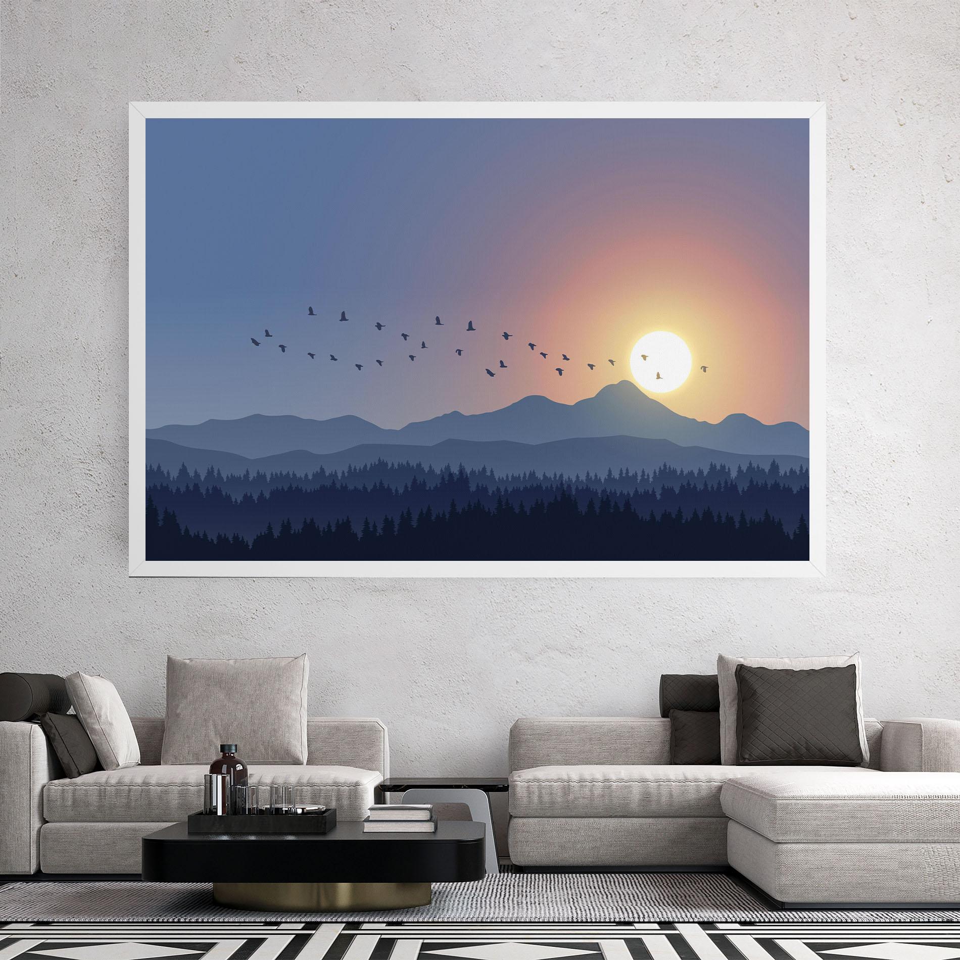 Tablou Canvas Sunset Birds View mockup 2