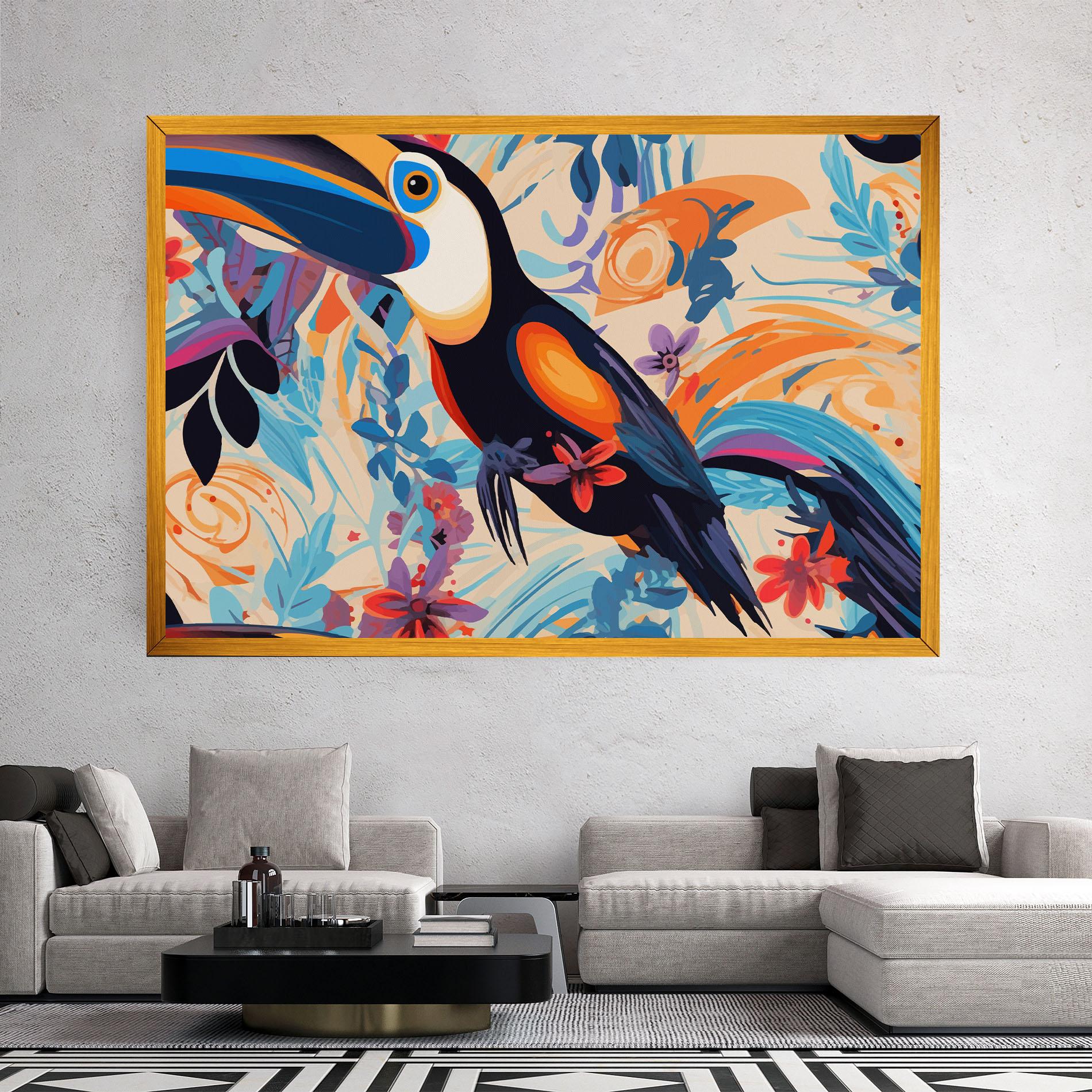 Tablou Canvas Colorful Toucan mockup 2